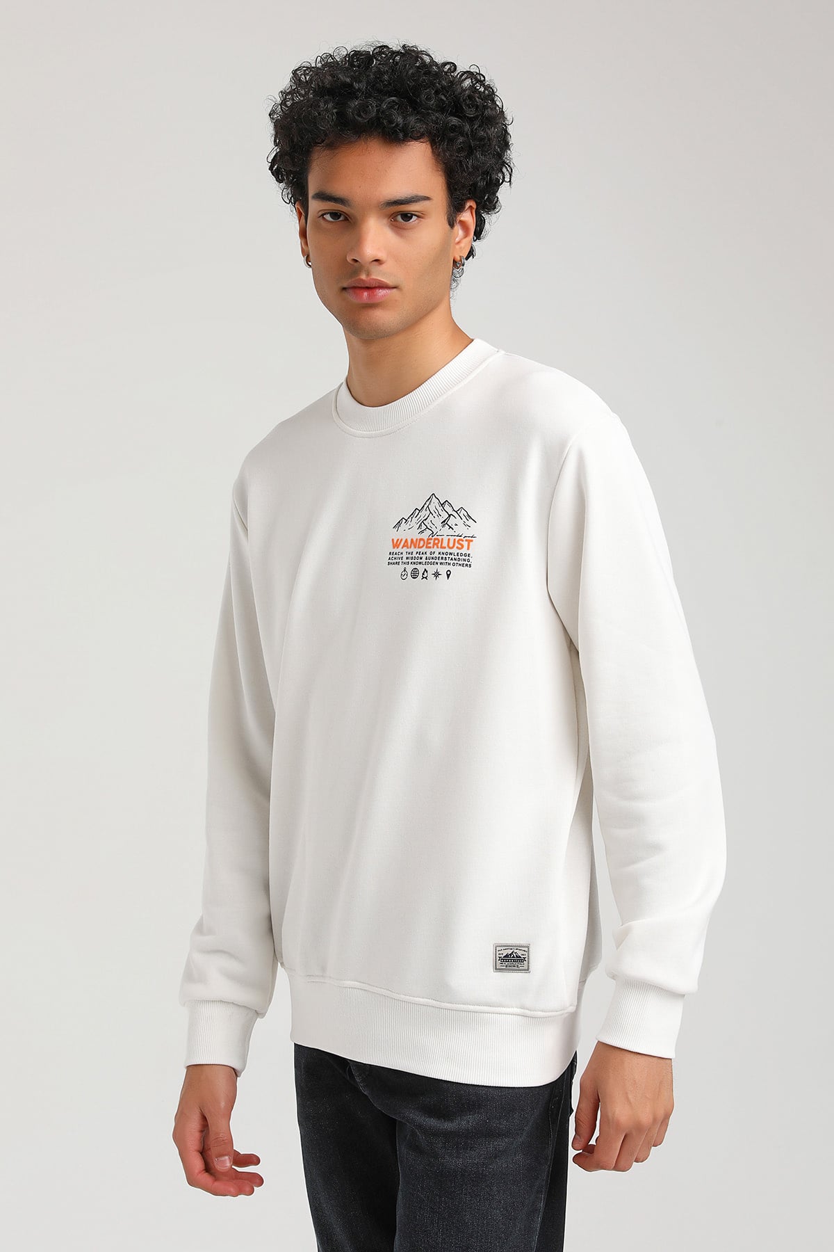 New World Polo Bisiklet Yaka Ekru Slim Fit Sweatshirt 23FWM60148