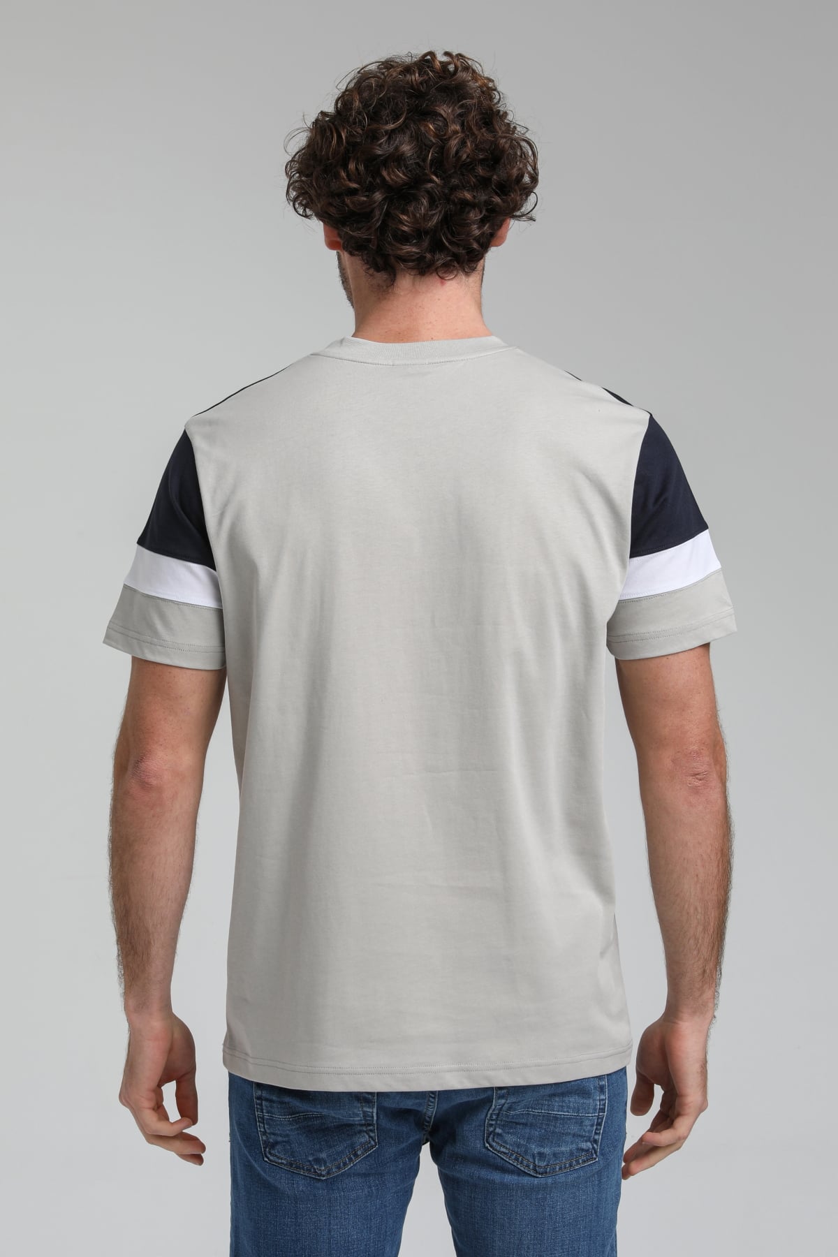 New World Polo Bisiklet Yaka Gri Boyalı Slim Fit Tişört 23SSM20322