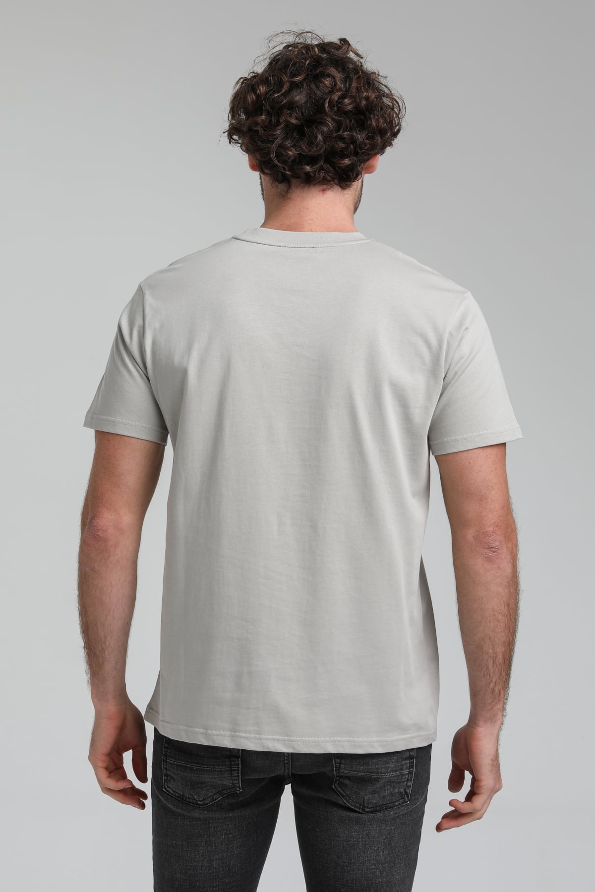 New World Polo Bisiklet Yaka Gri Boyalı Slim Fit Tişört 23SSM20298