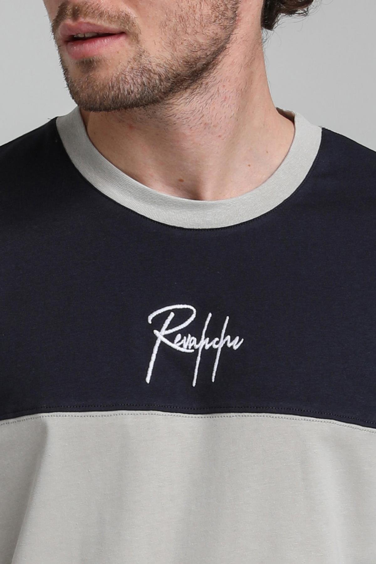 New World Polo Bisiklet Yaka Gri Boyalı Slim Fit Tişört 23SSM20322