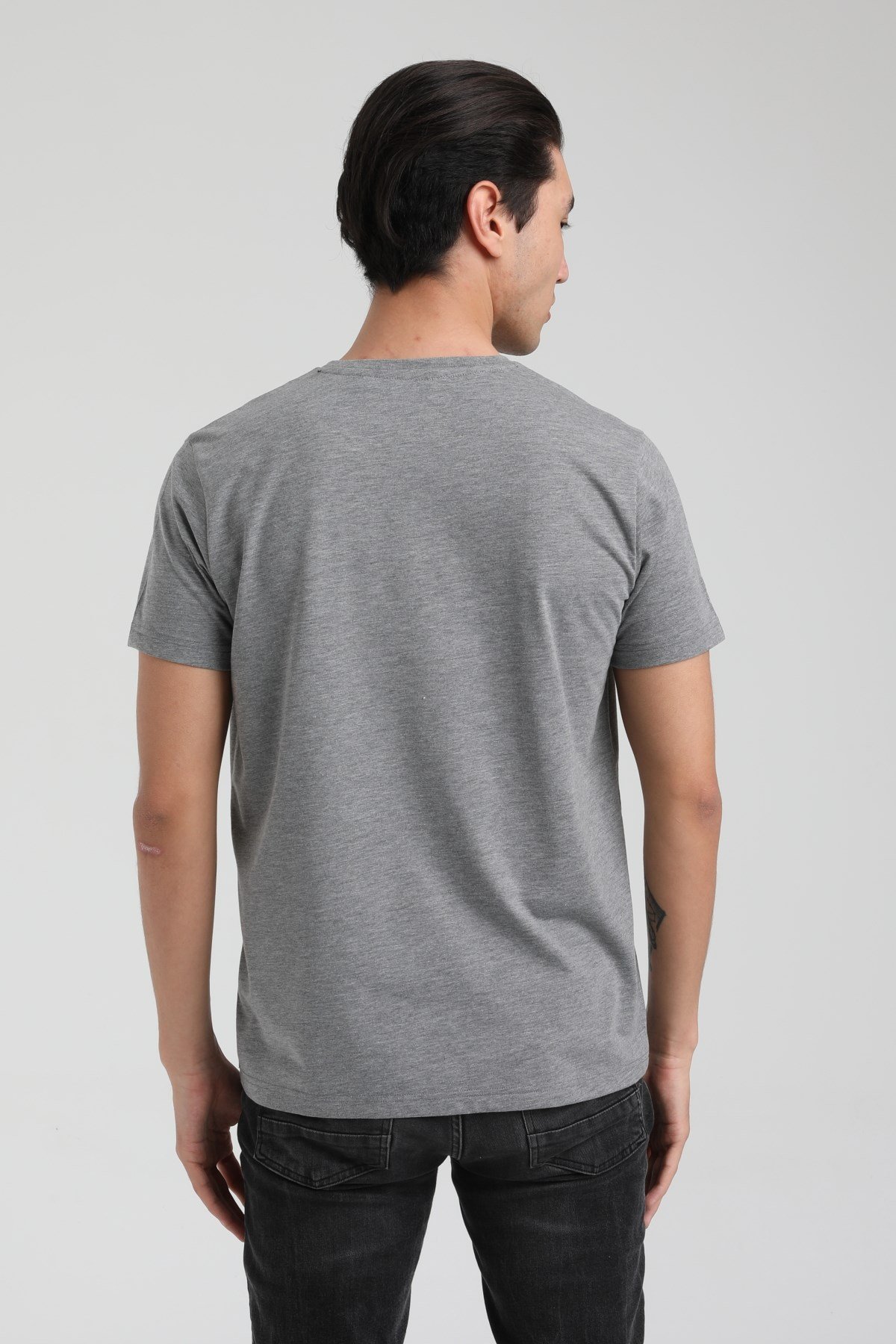 New World Polo Bisiklet Yaka Gri Slim Fit Tişört 22.01.T4.004
