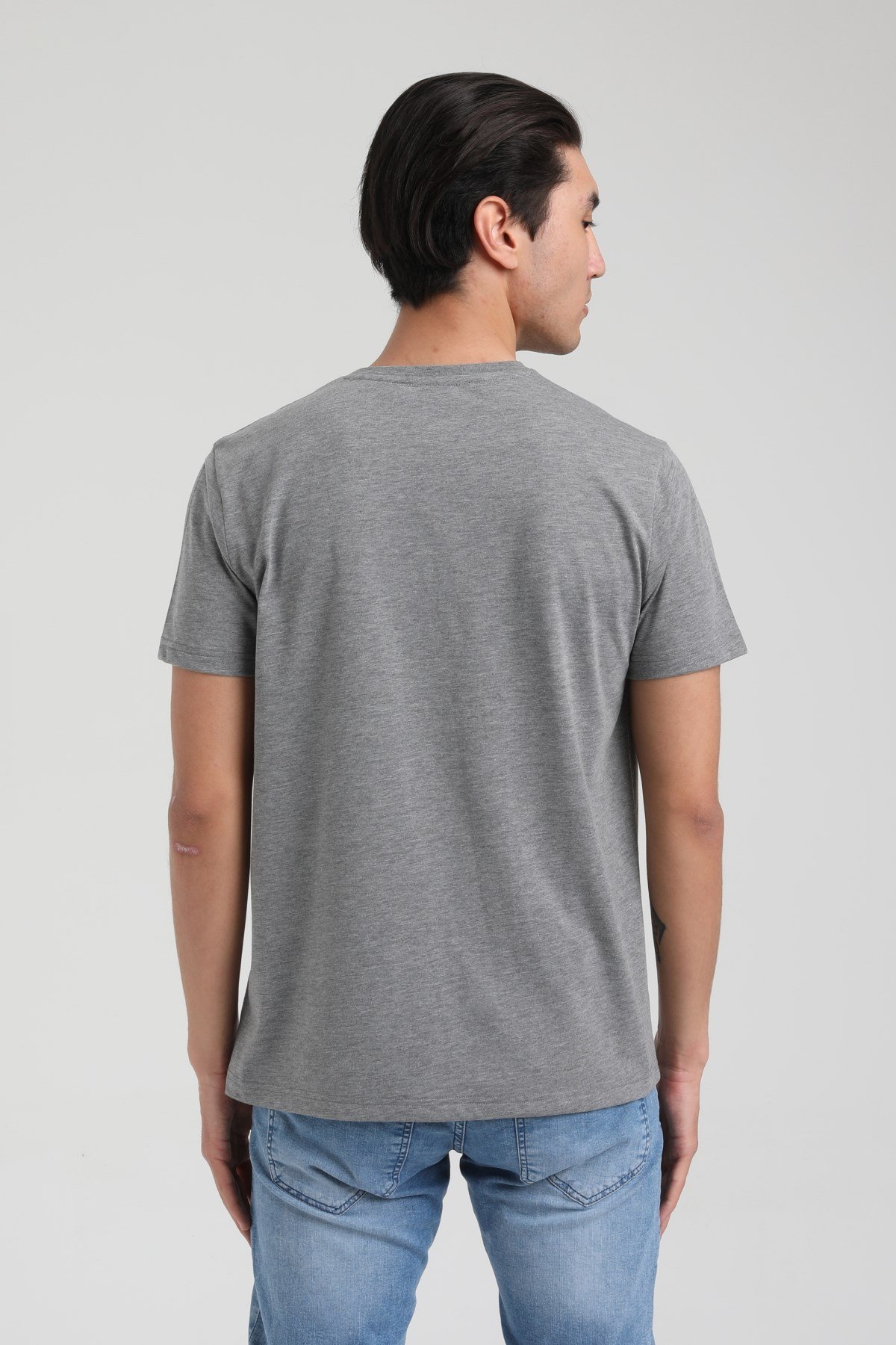 New World Polo Bisiklet Yaka Gri Slim Fit Tişört 22.01.T3.001