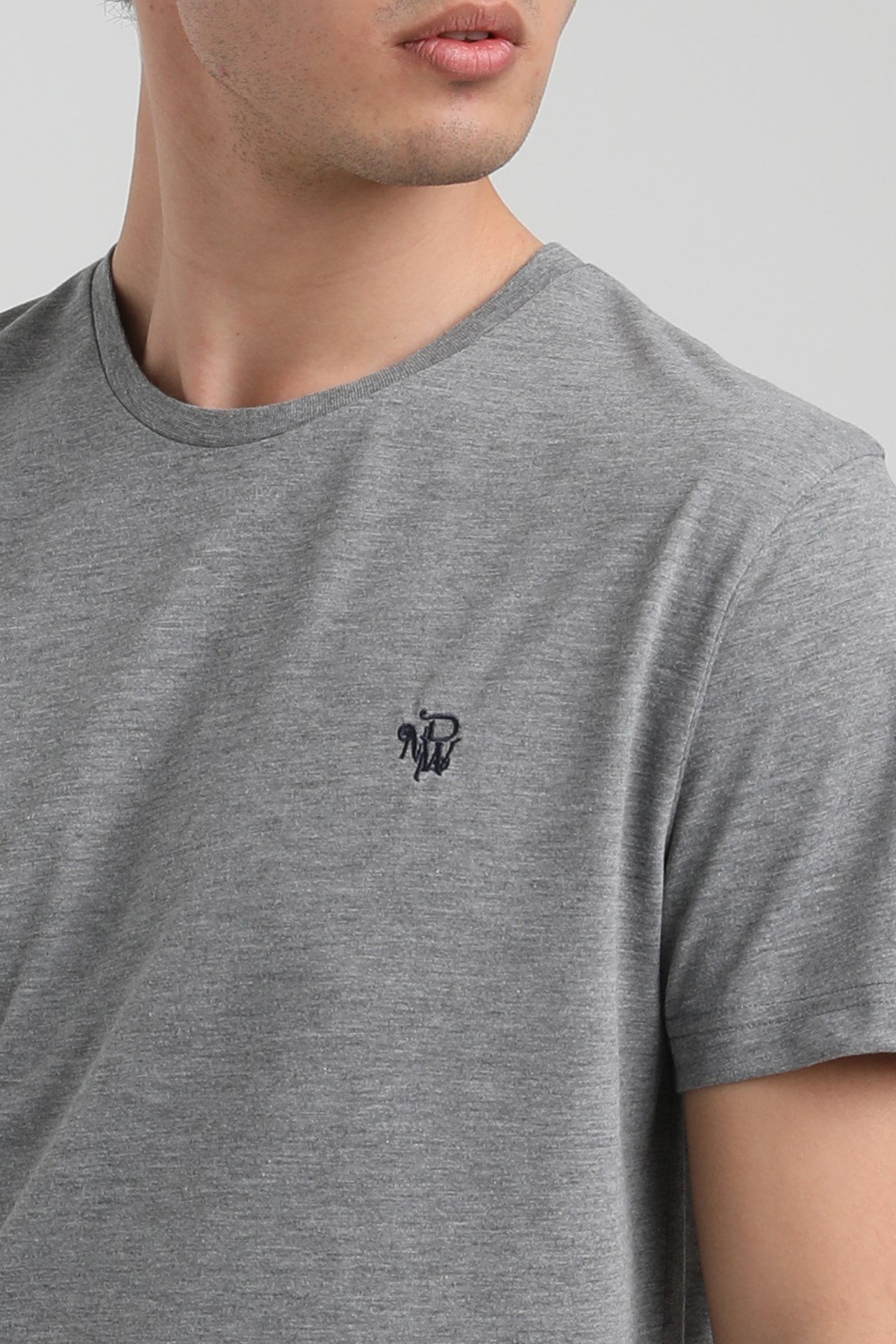 New World Polo Bisiklet Yaka Gri Slim Fit Tişört 22.01.T3.001