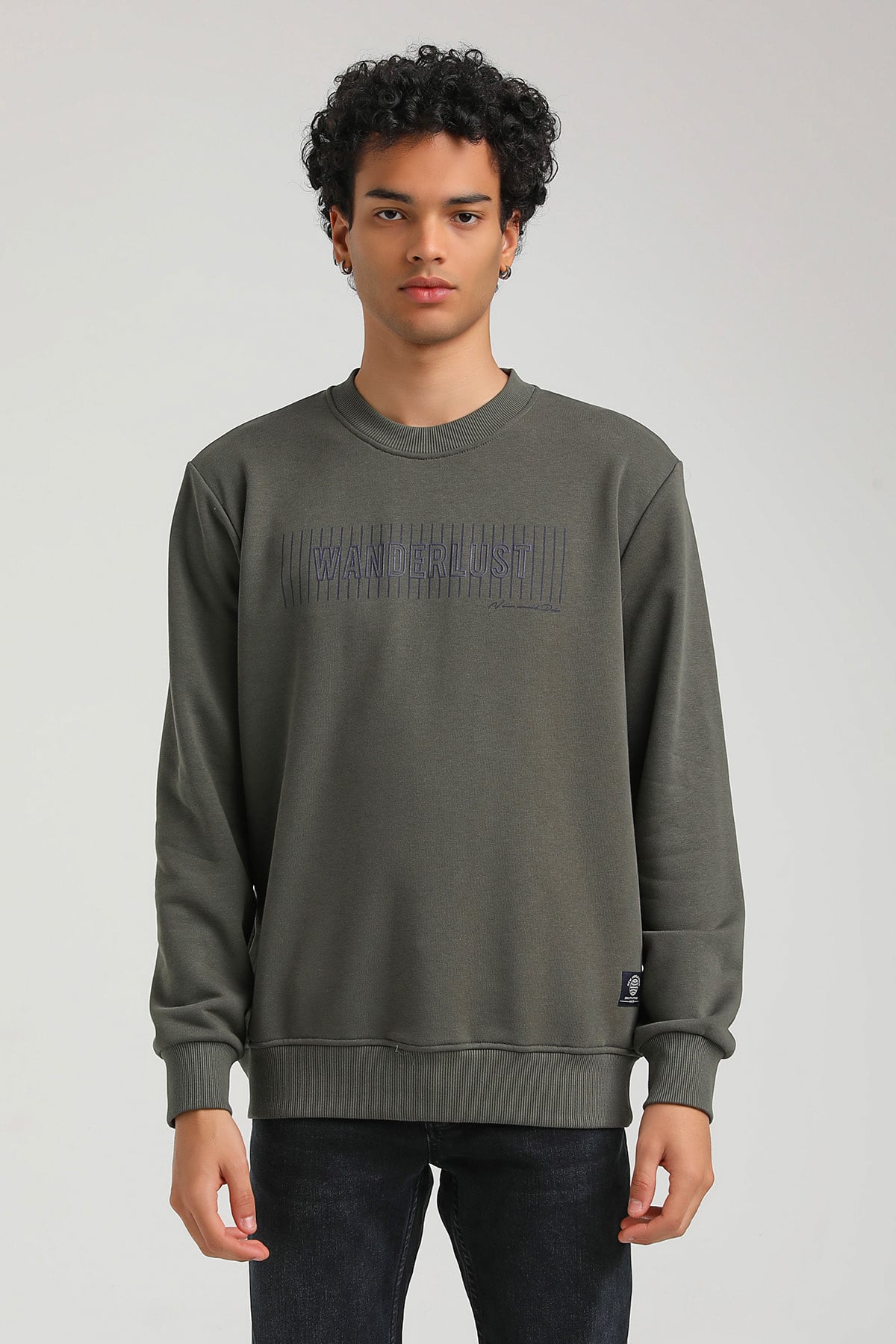 New World Polo Bisiklet Yaka Haki Regular Custom Sweatshirt 23FWM60149