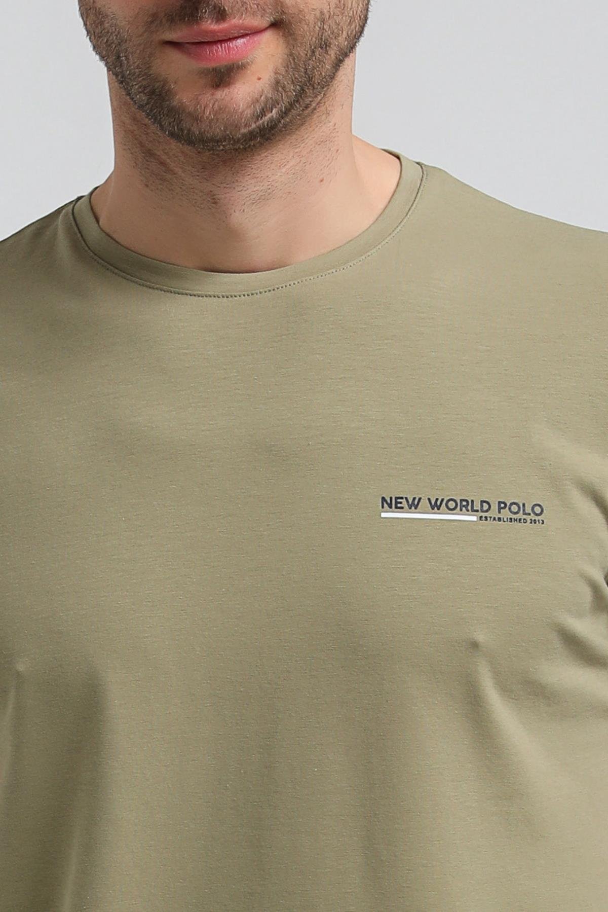 New World Polo Bisiklet Yaka Haki Regular Custom Tişört 23SSM20353