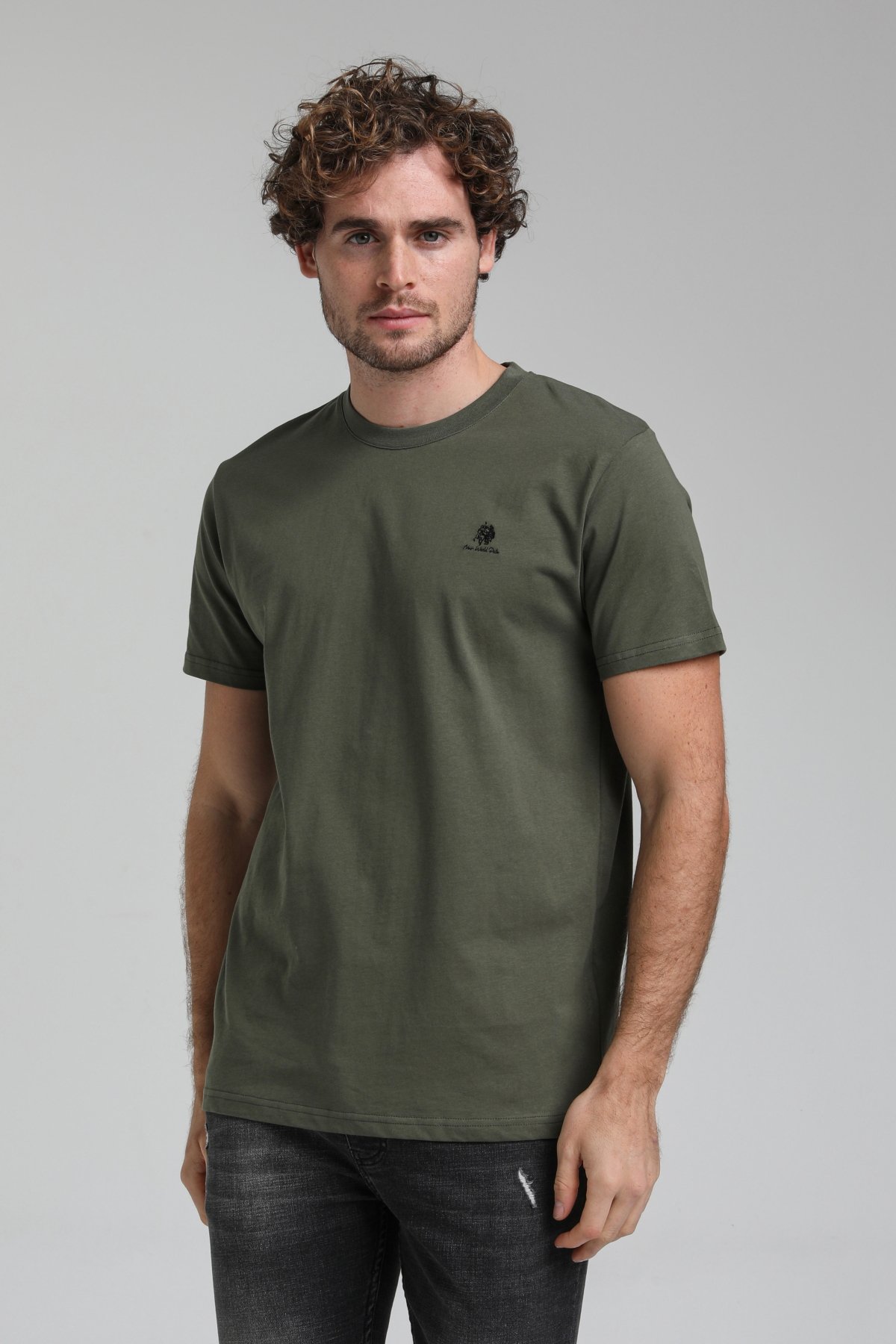 New World Polo Bisiklet Yaka Haki Regular Custom Tişört 23SSM20311