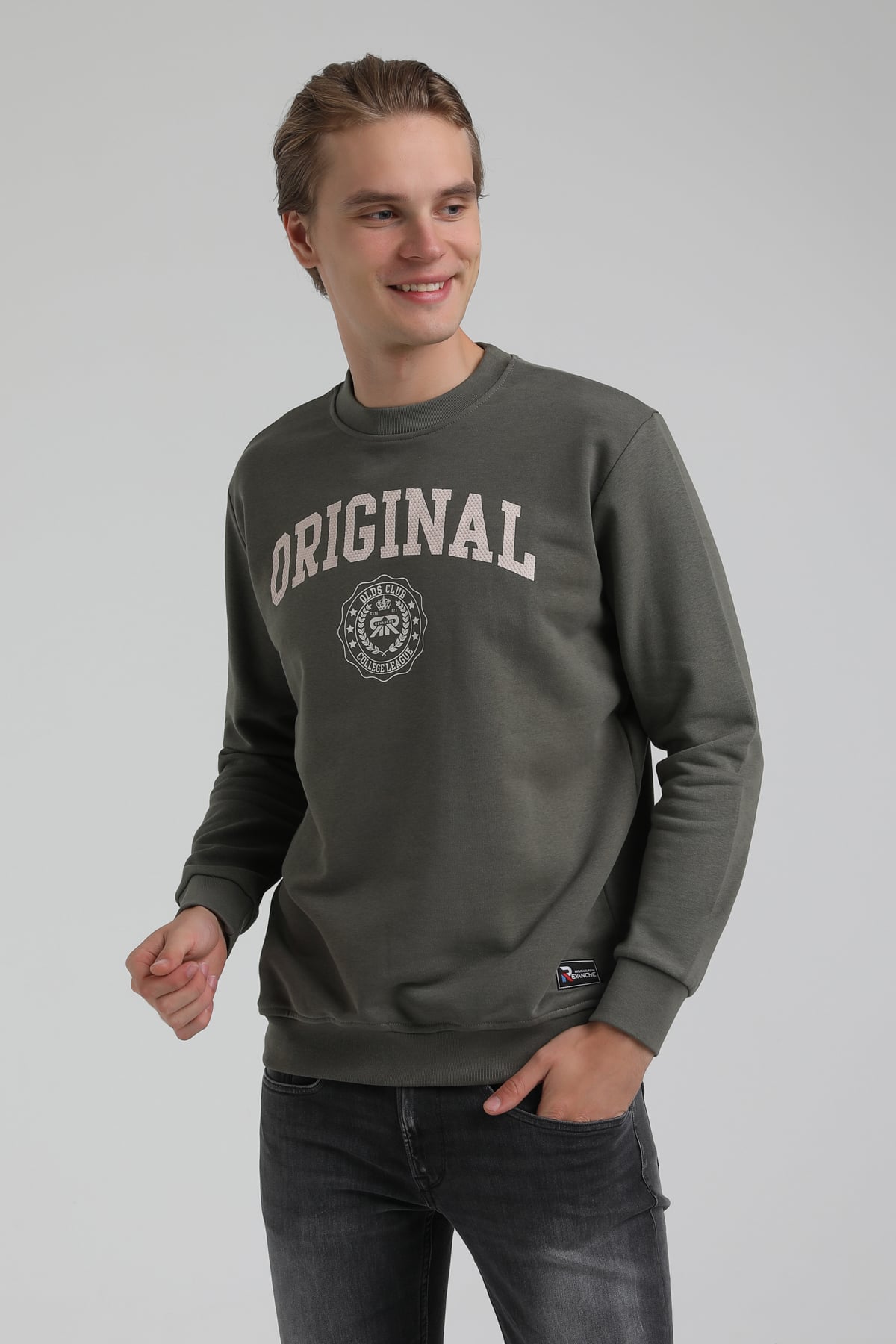 New World Polo Bisiklet Yaka Haki Regular Sweatshirt 22FWM60132