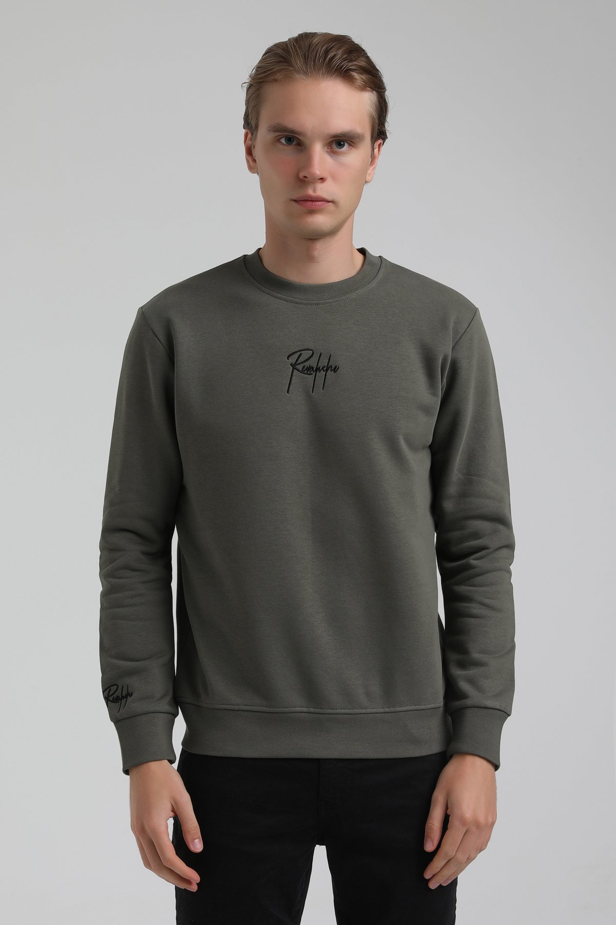 New World Polo Bisiklet Yaka Haki Regular Sweatshirt 22FWM60129