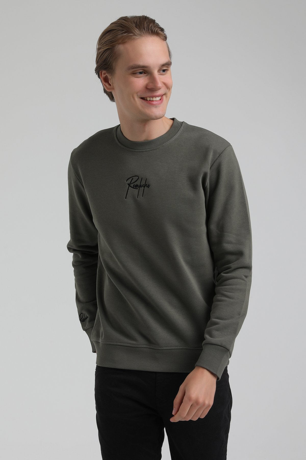 New World Polo Bisiklet Yaka Haki Regular Sweatshirt 22FWM60129