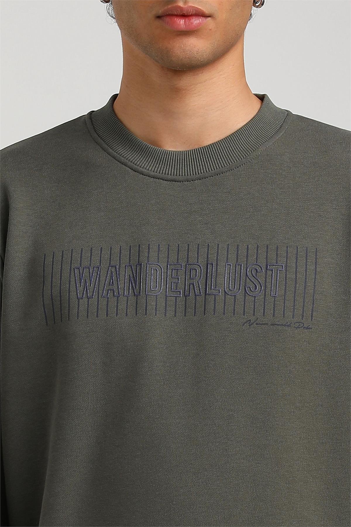 New World Polo Bisiklet Yaka Haki Regular Custom Sweatshirt 23FWM60149