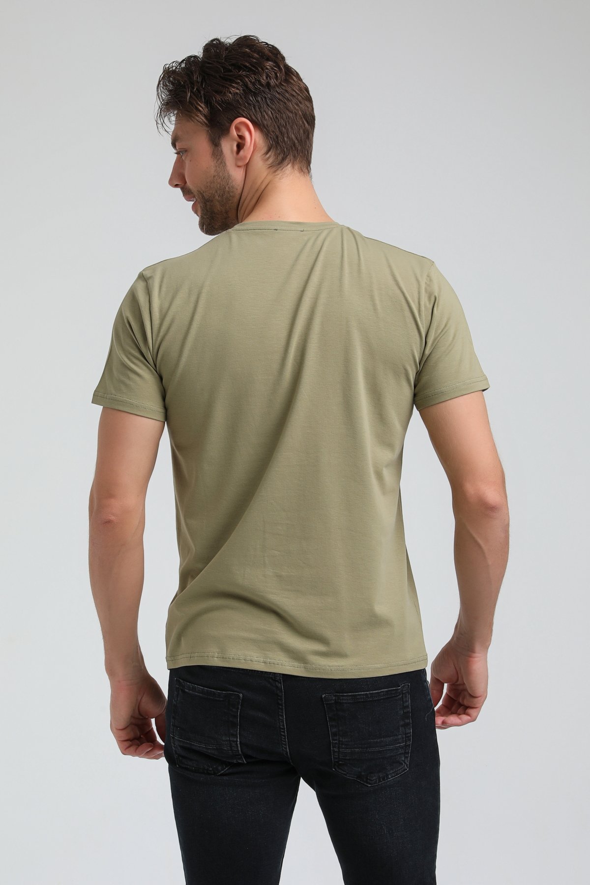 New World Polo Bisiklet Yaka Haki Regular Custom Tişört 23SSM20353
