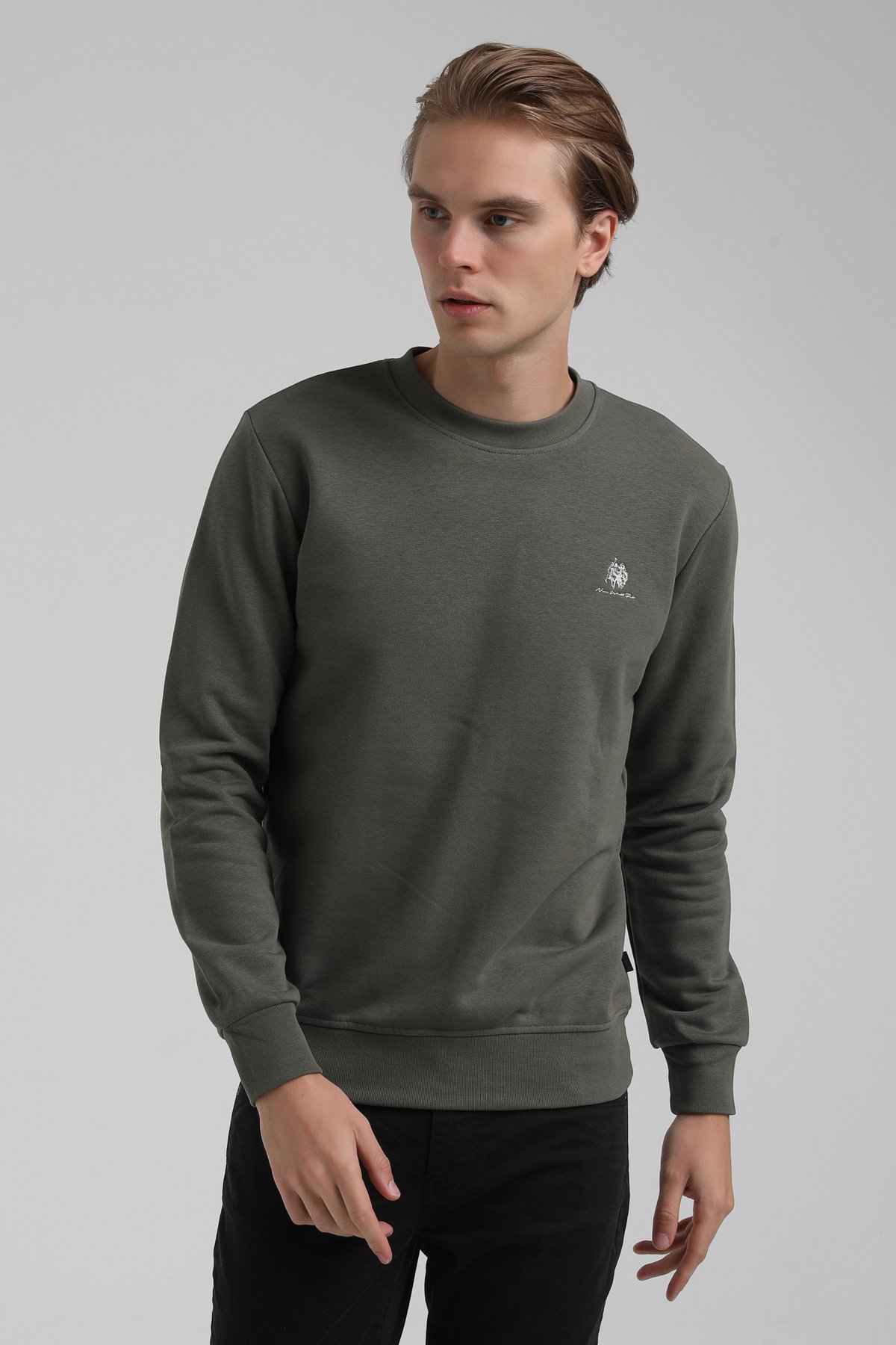 New World Polo Bisiklet Yaka Haki Regular Sweatshirt 22FWM60115