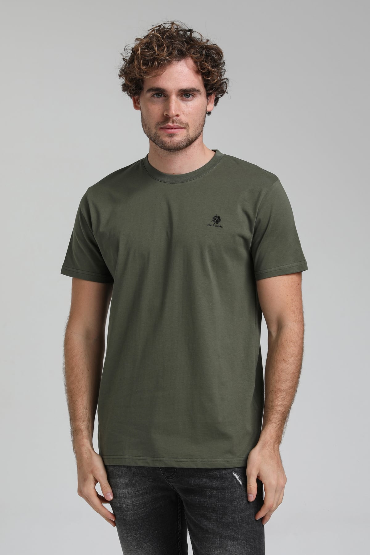 New World Polo Bisiklet Yaka Haki Regular Custom Tişört 23SSM20311