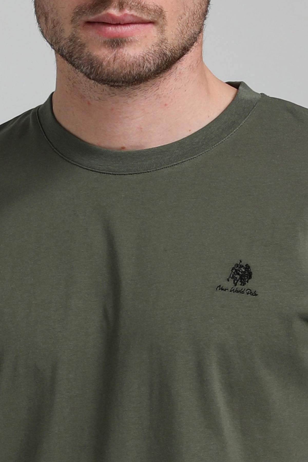 New World Polo Bisiklet Yaka Haki Regular Custom Tişört 23SSM20311
