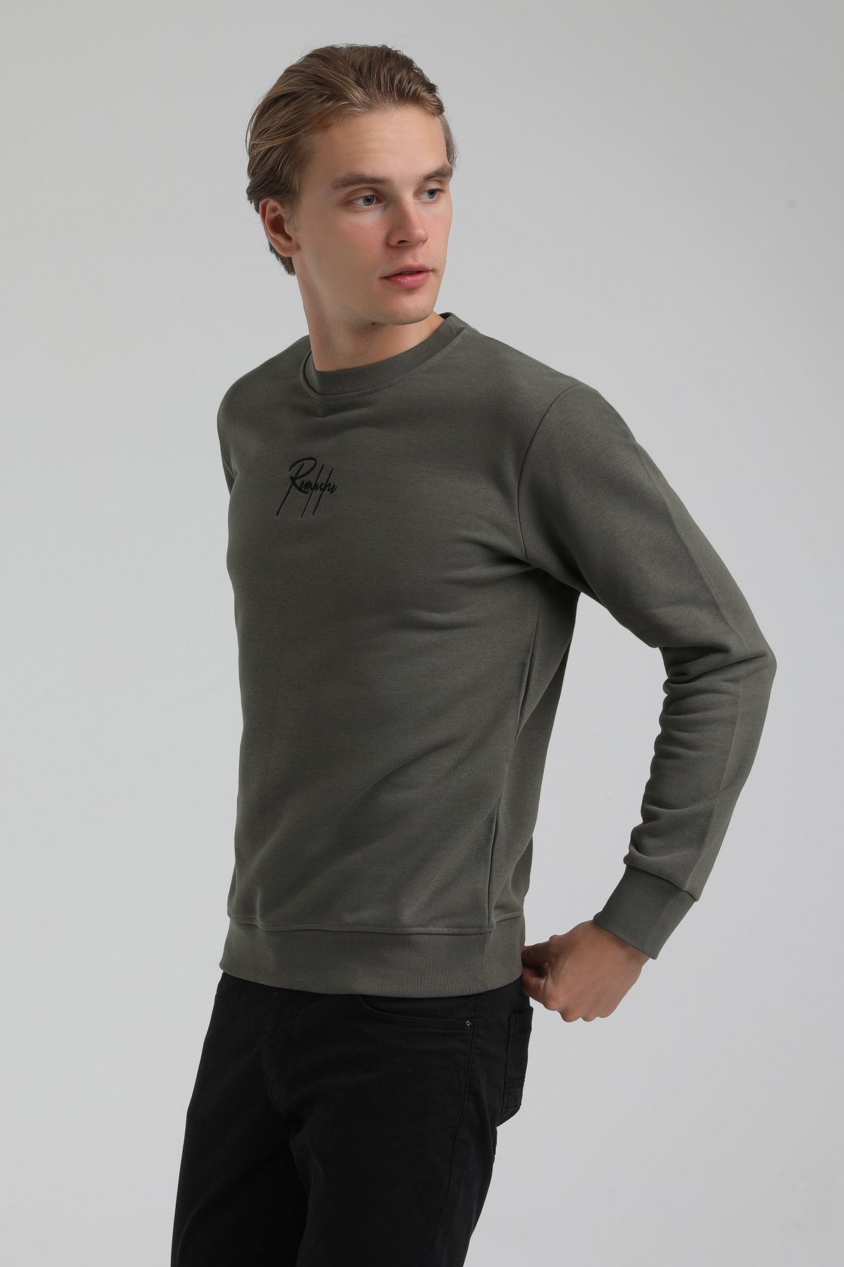 New World Polo Bisiklet Yaka Haki Regular Sweatshirt 22FWM60129