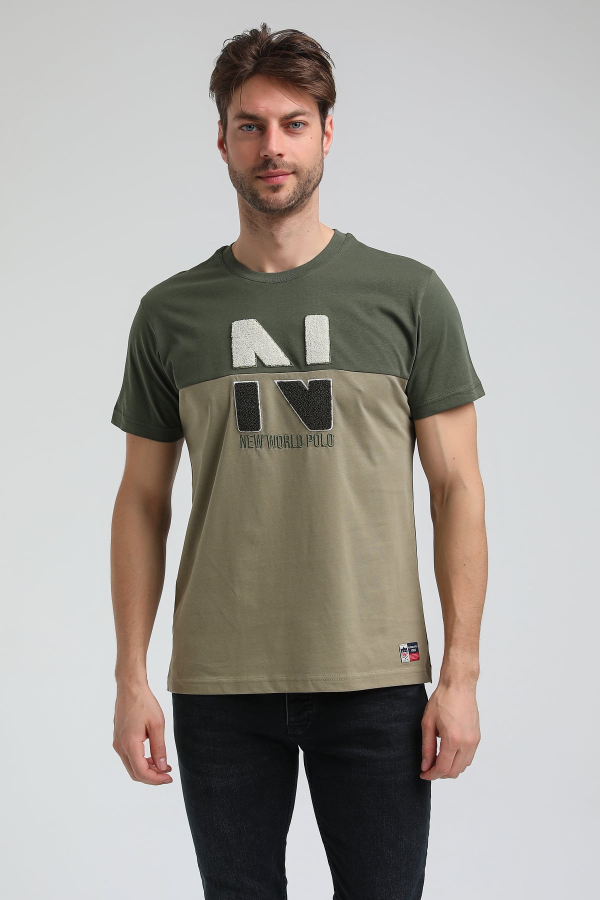 New World Polo Bisiklet Yaka Haki Slim Fit Tişört 23SSM20316