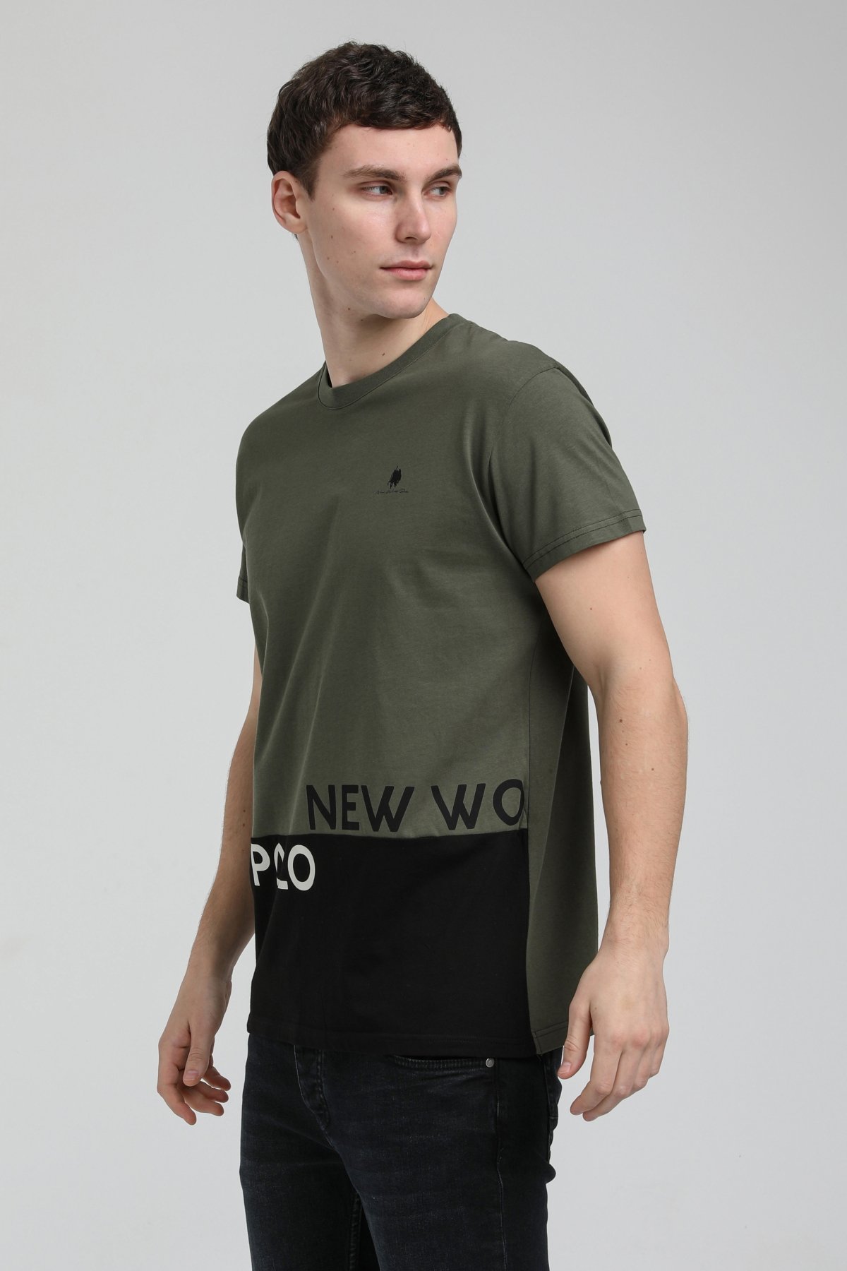 New World Polo Bisiklet Yaka Haki Slim Fit Tişört 23SSM20310