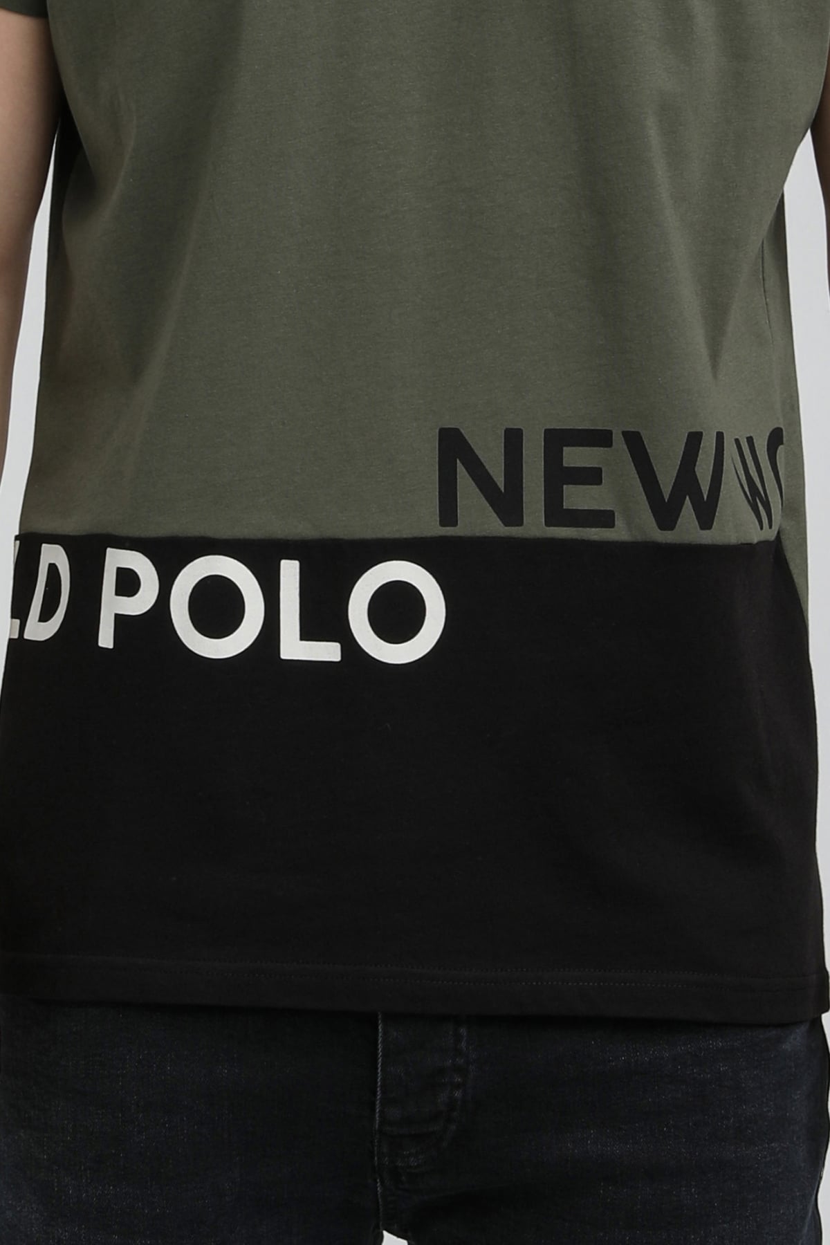 New World Polo Bisiklet Yaka Haki Slim Fit Tişört 23SSM20310
