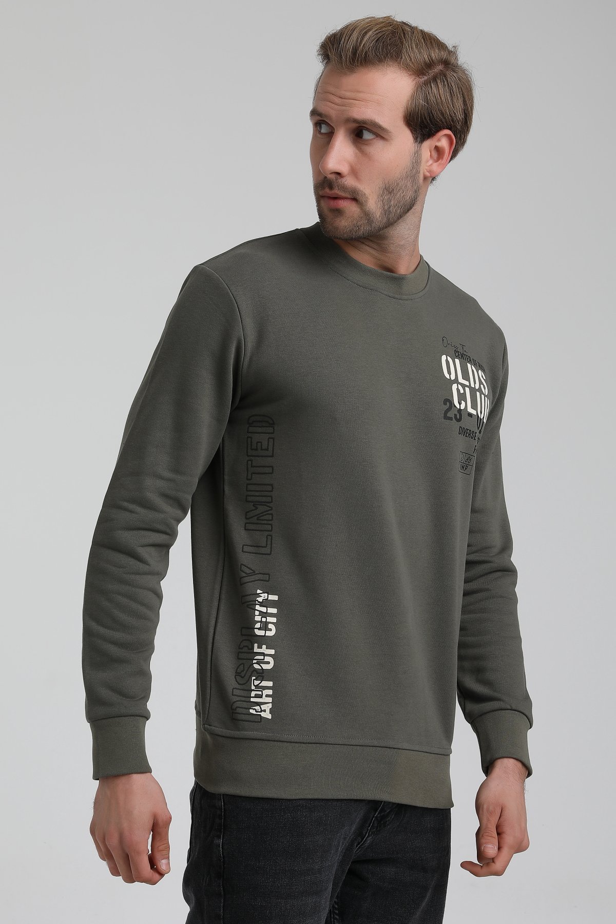 New World Polo Bisiklet Yaka Haki Slim Fit Sweatshirt 22FWM60122
