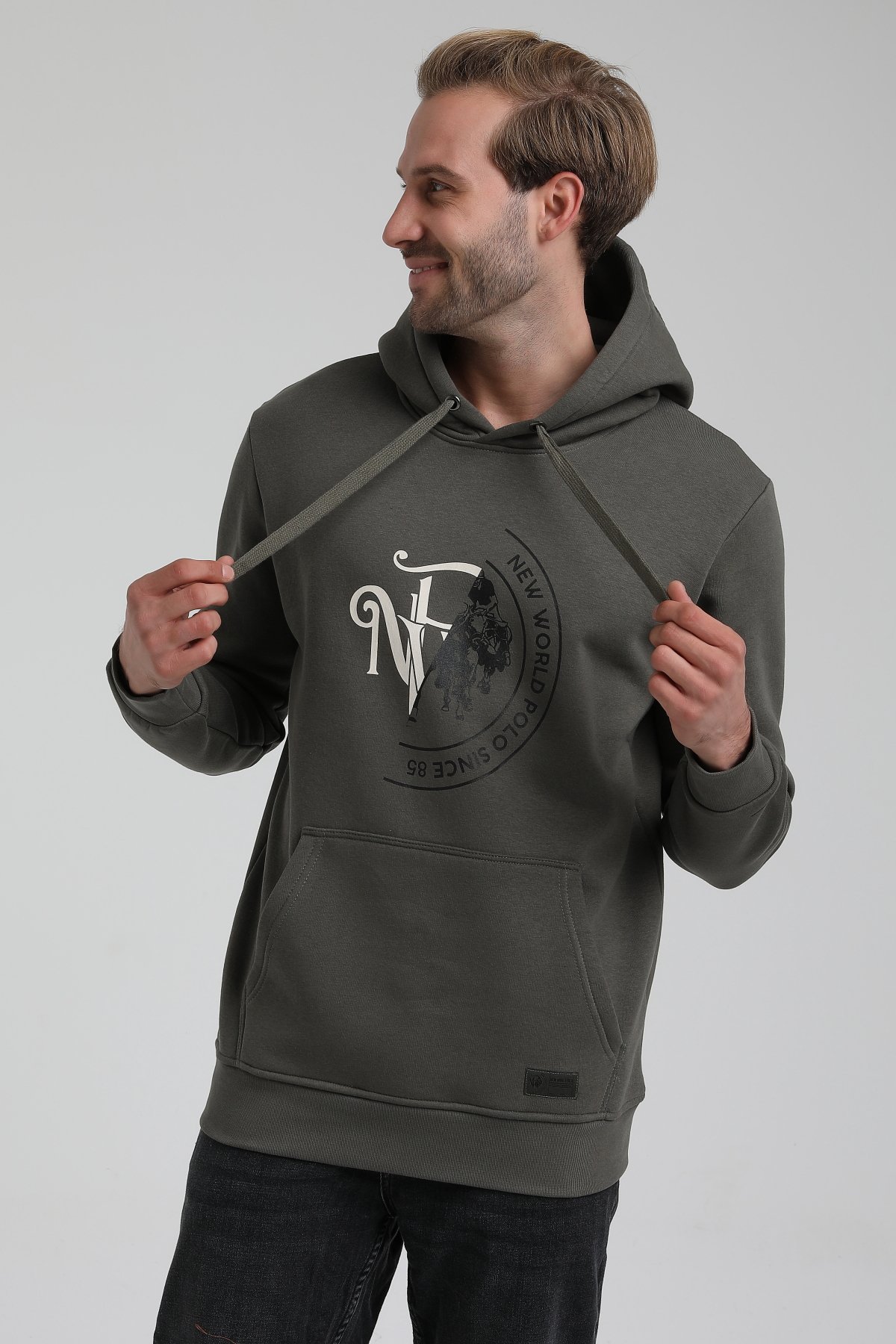 New World Polo Bisiklet Yaka Haki Slim Fit Sweatshirt 22FWM64030