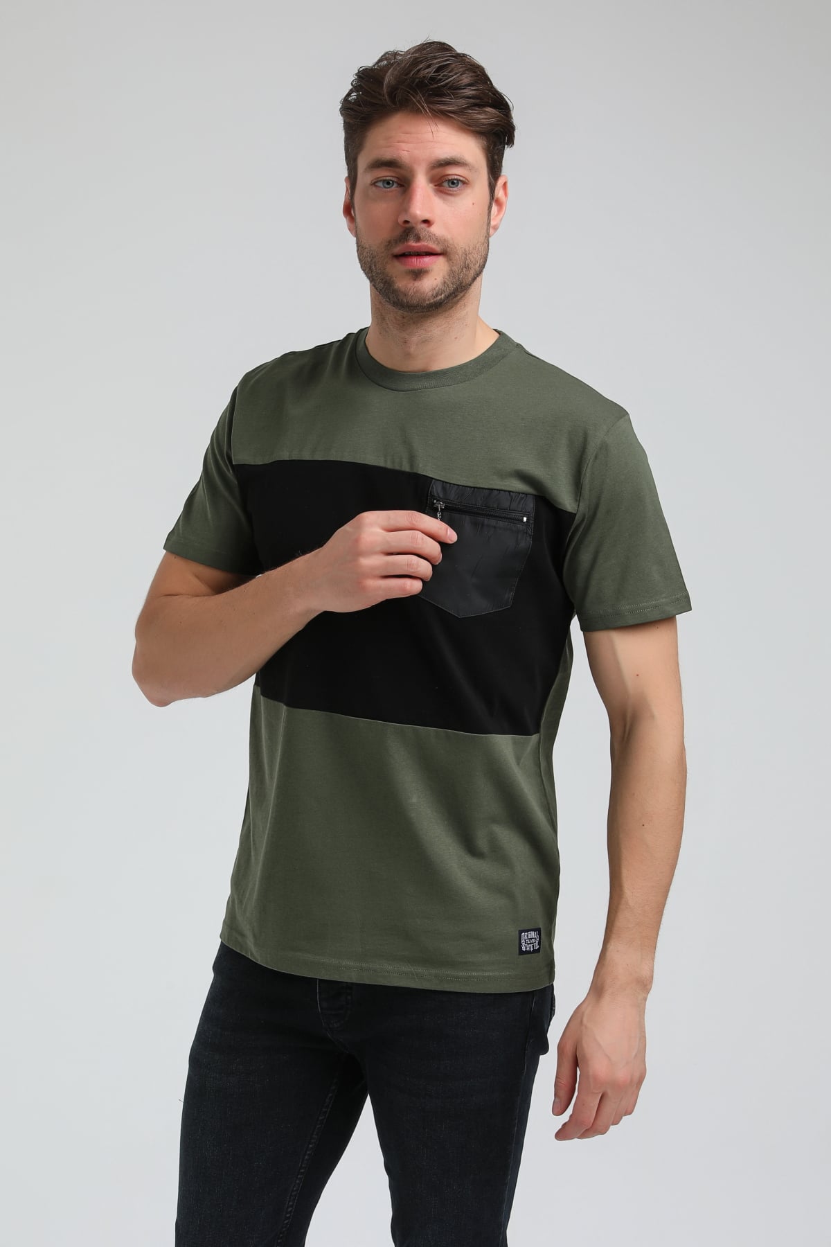 New World Polo Bisiklet Yaka Haki Slim Fit Tişört 23SSM20321