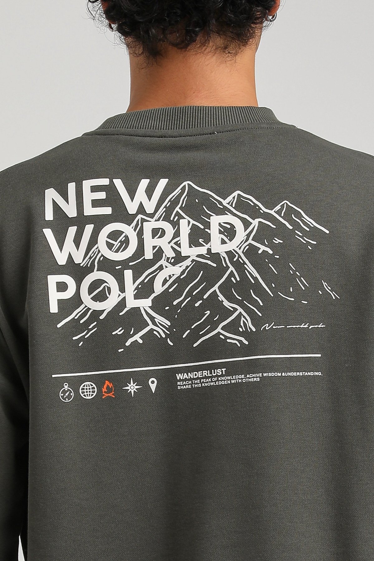 New World Polo Bisiklet Yaka Haki Slim Fit Sweatshirt 23FWM60148