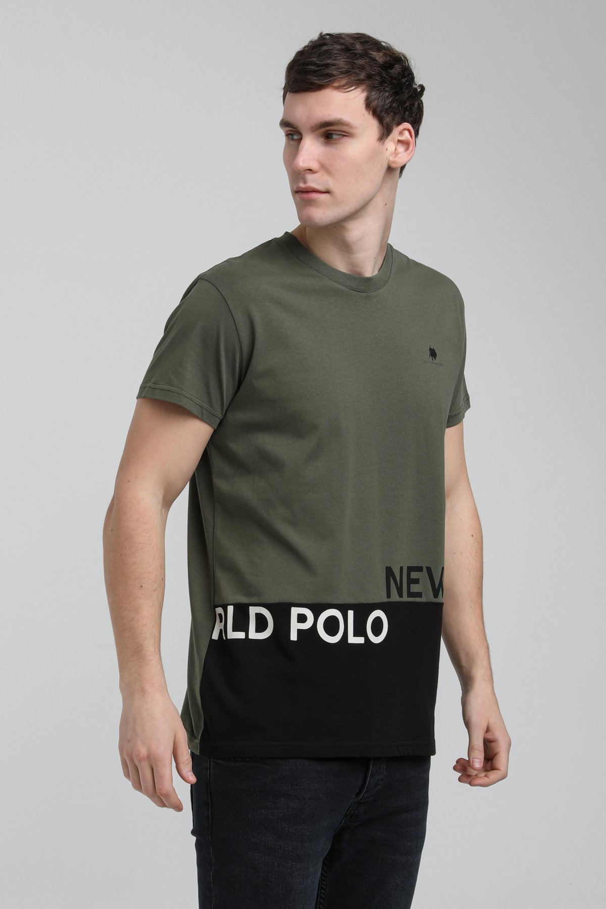New World Polo Bisiklet Yaka Haki Slim Fit Tişört 23SSM20310