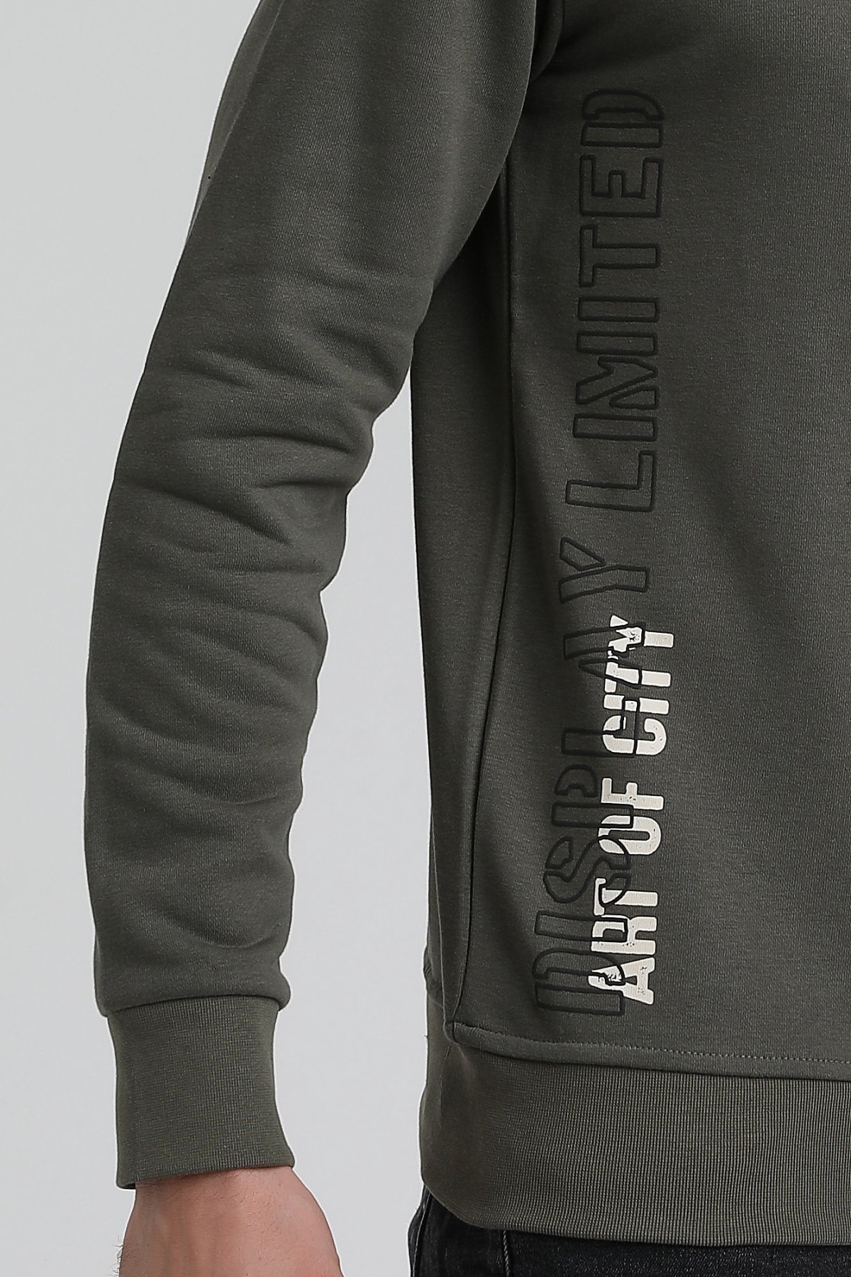 New World Polo Bisiklet Yaka Haki Slim Fit Sweatshirt 22FWM60122