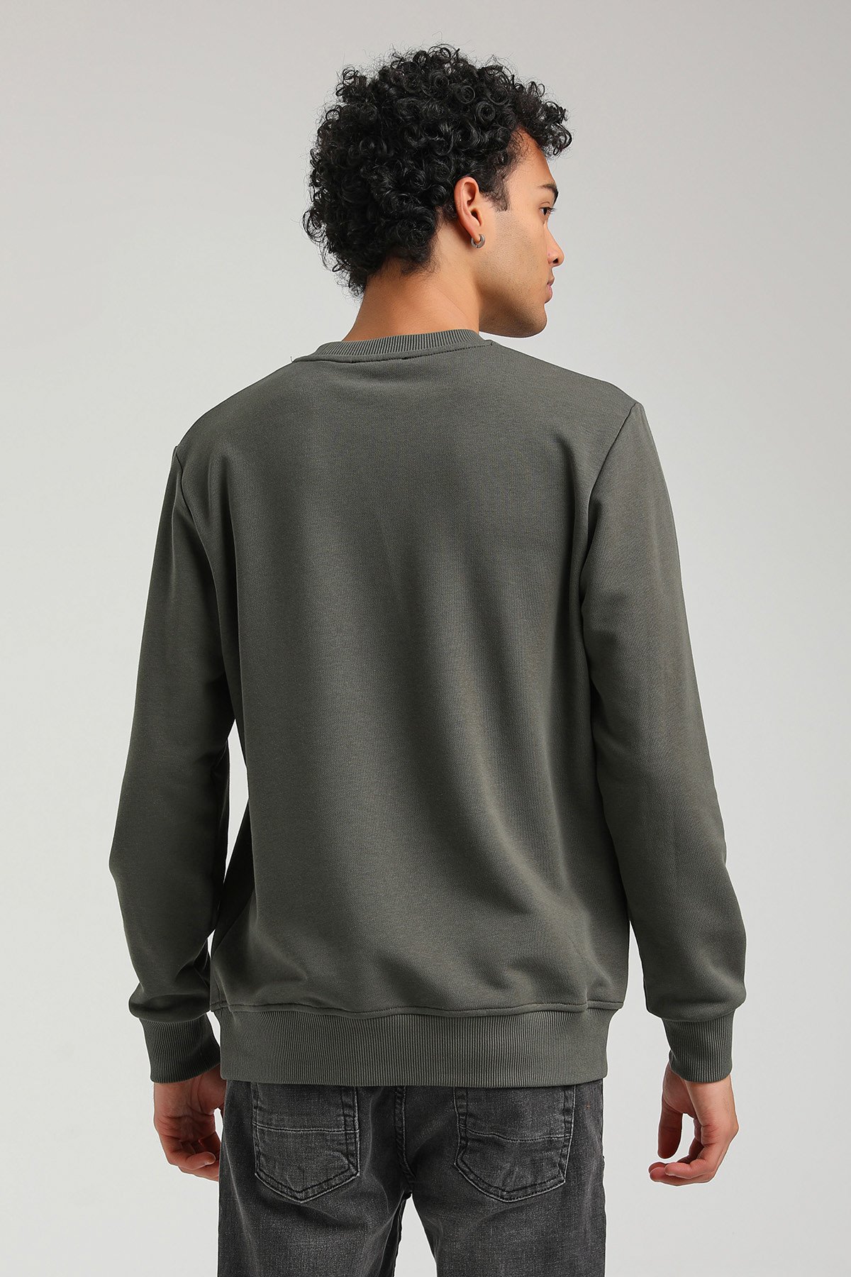 New World Polo Bisiklet Yaka Haki Slim Fit Sweatshirt 23FWM60151