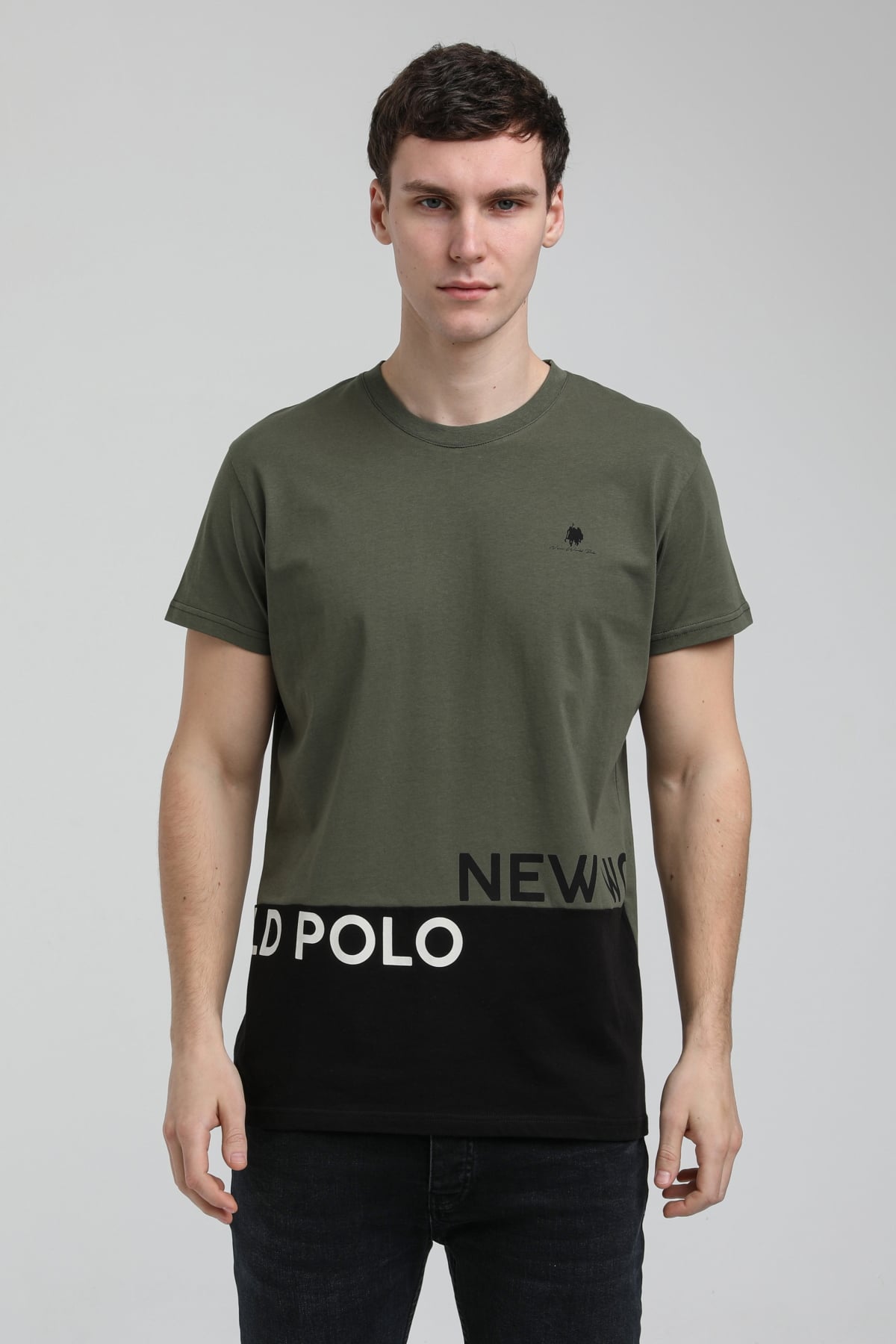 New World Polo Bisiklet Yaka Haki Slim Fit Tişört 23SSM20310