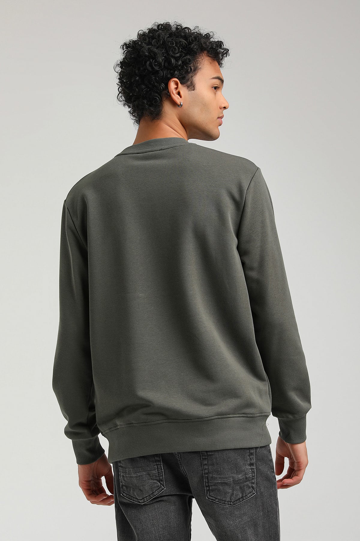 New World Polo Bisiklet Yaka Haki Slim Fit Sweatshirt 23FWM60153