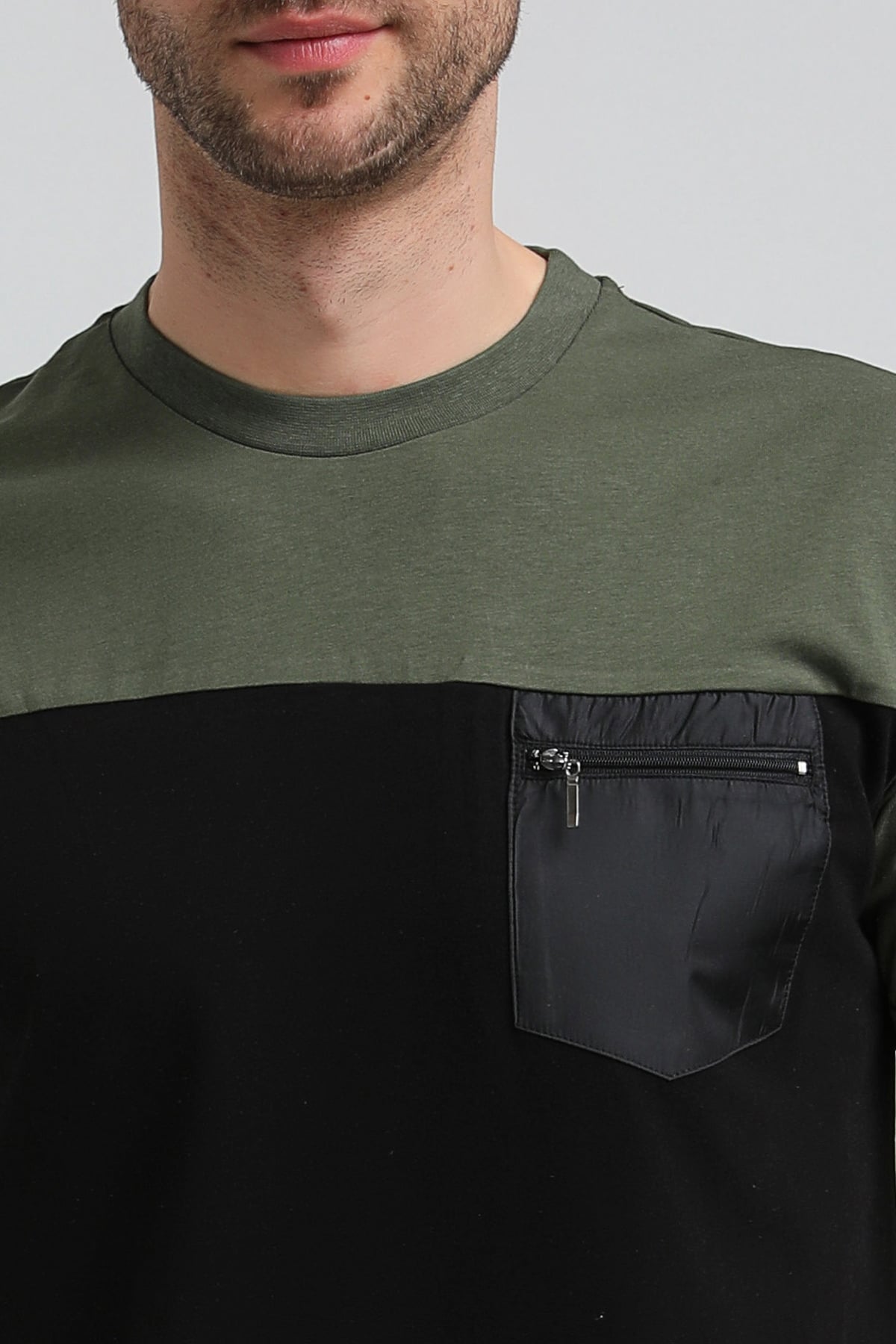 New World Polo Bisiklet Yaka Haki Slim Fit Tişört 23SSM20321