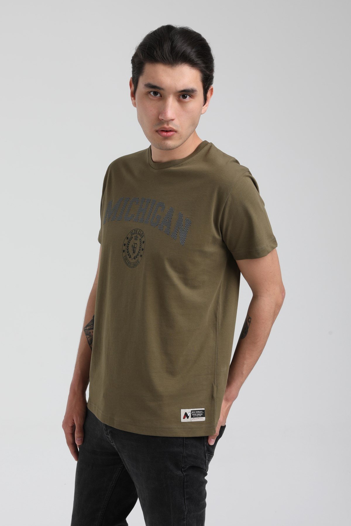 New World Polo Bisiklet Yaka Haki Slim Fit Tişört 22.01.T4.004