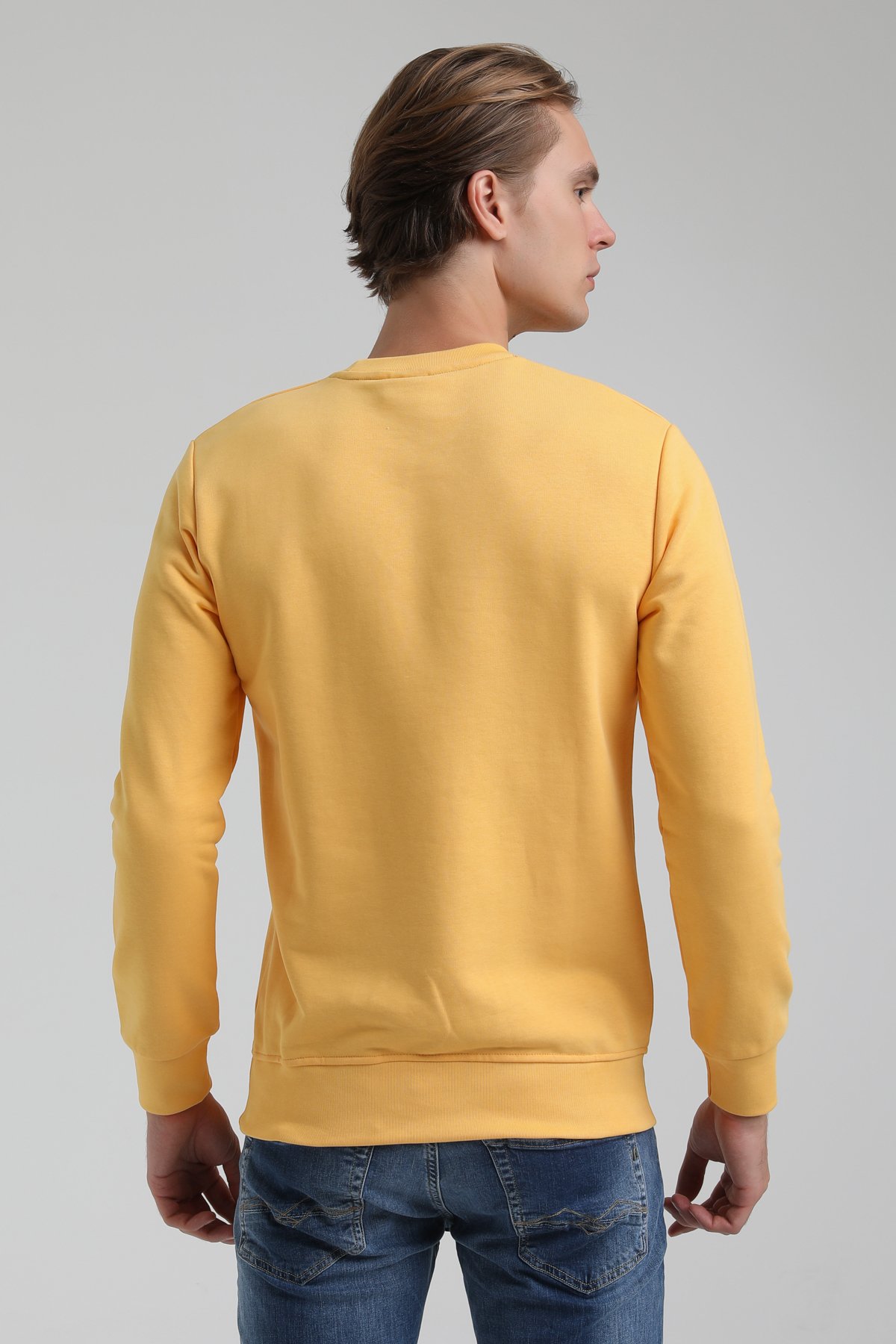 New World Polo Bisiklet Yaka Hardal Regular Sweatshirt 22FWM60116