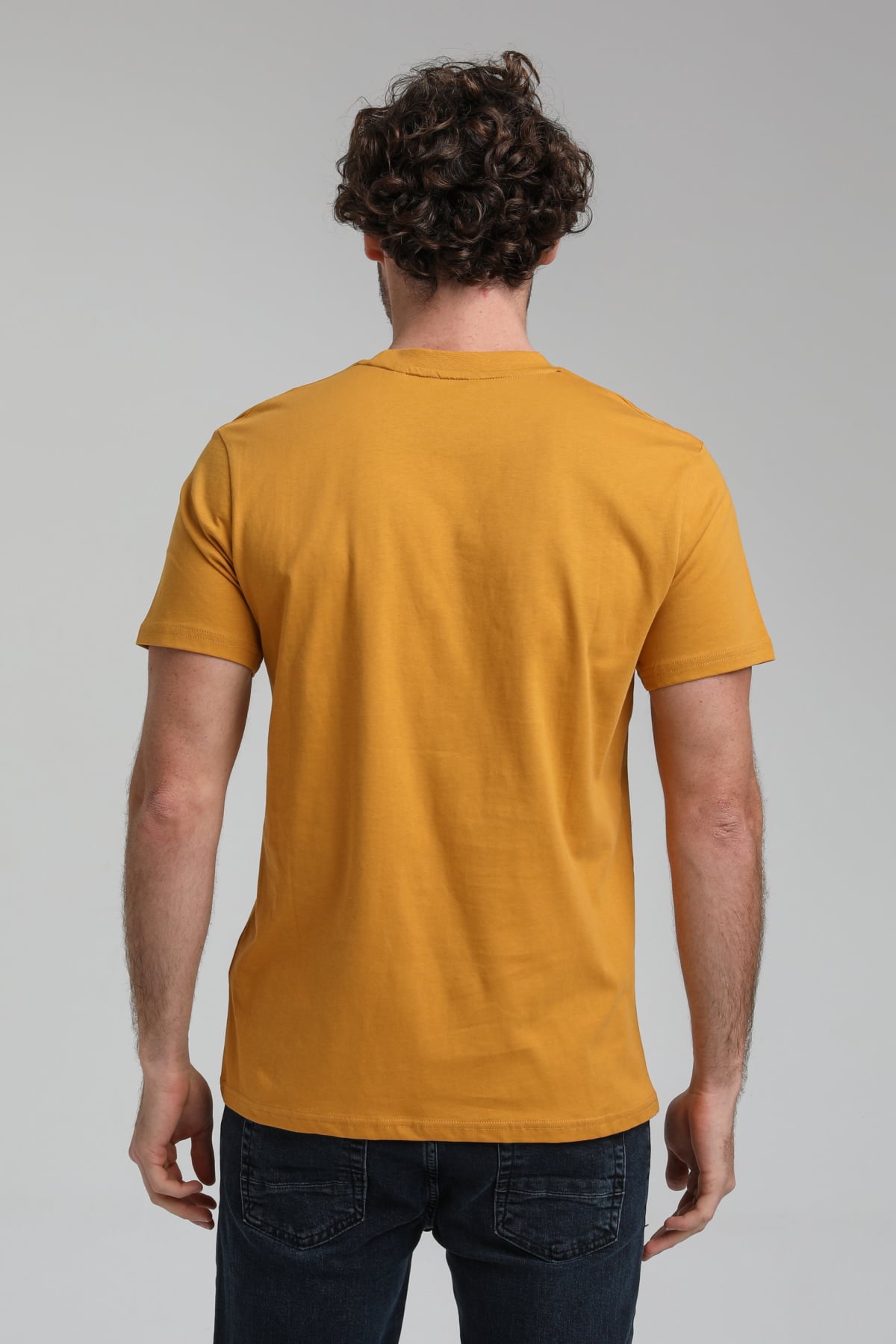 New World Polo Bisiklet Yaka Hardal Regular Custom Tişört 23SSM20292
