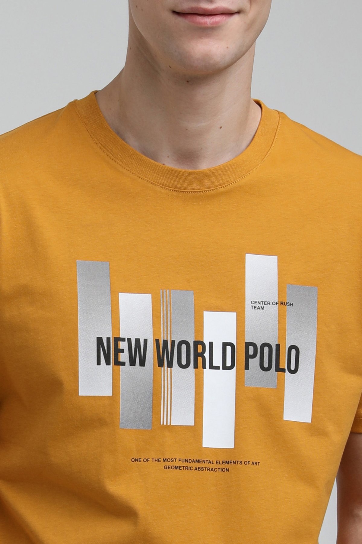 New World Polo Bisiklet Yaka Hardal Regular Custom Tişört 23SSM20307