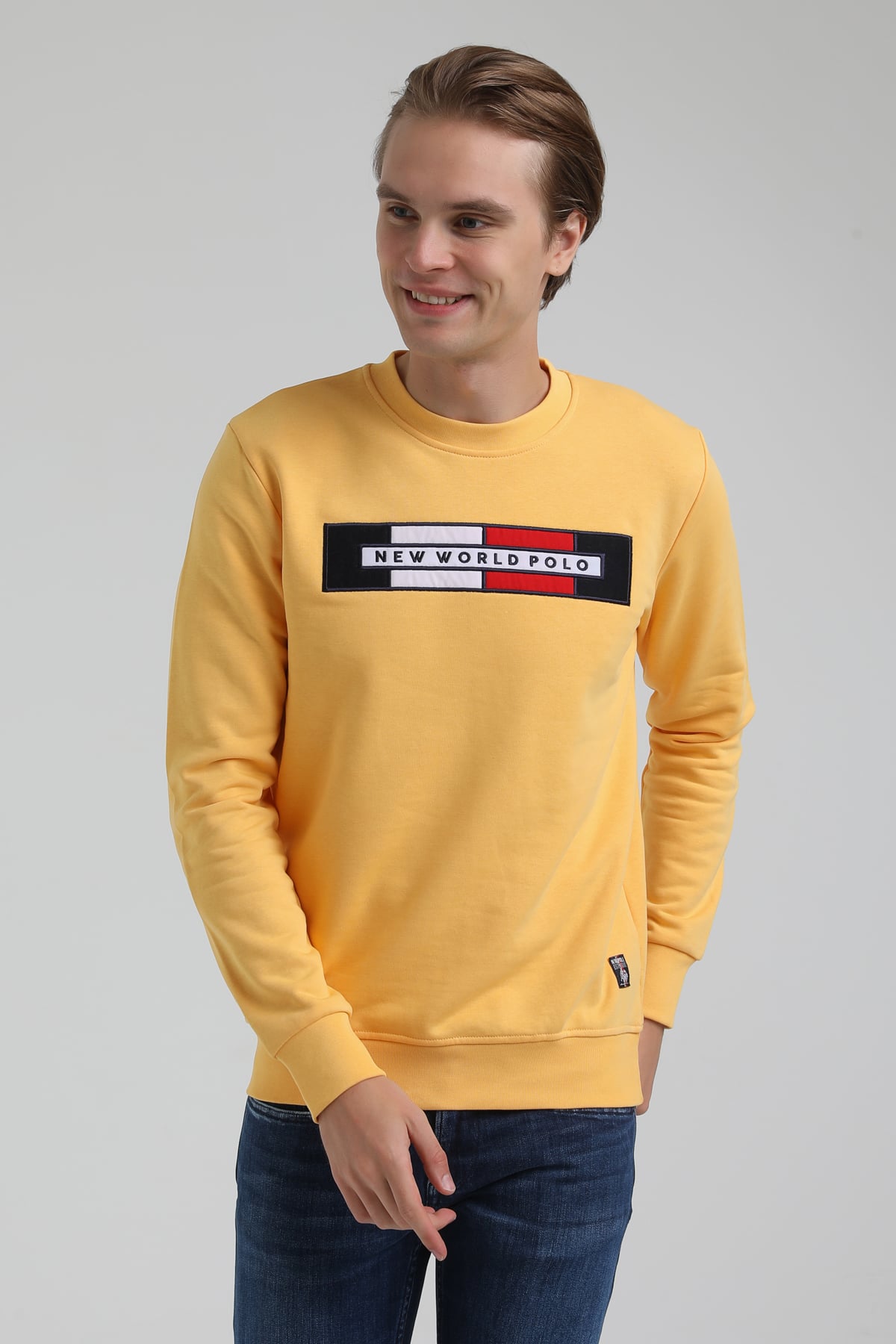 New World Polo Bisiklet Yaka Hardal Regular Sweatshirt 22FWM60124