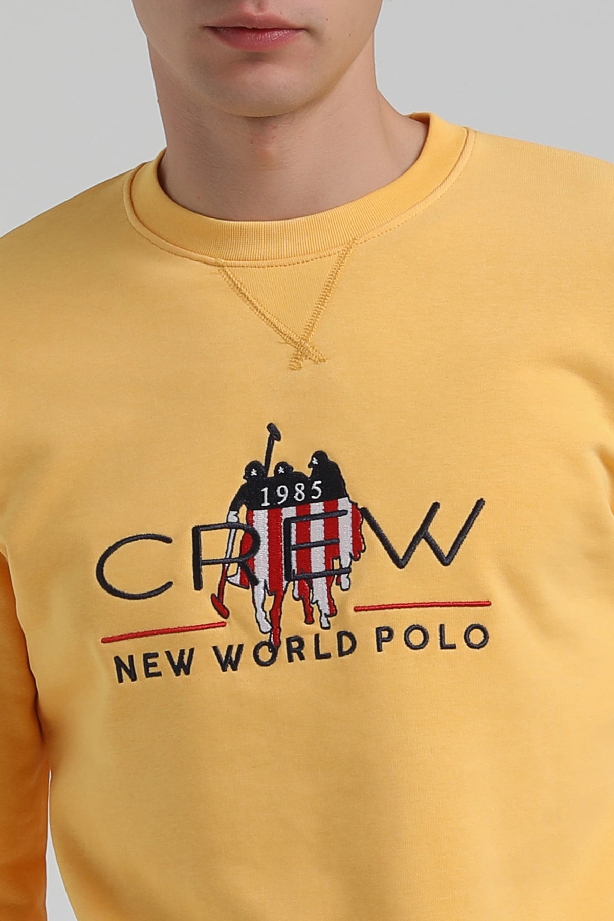 New World Polo Bisiklet Yaka Hardal Regular Sweatshirt 22FWM60116