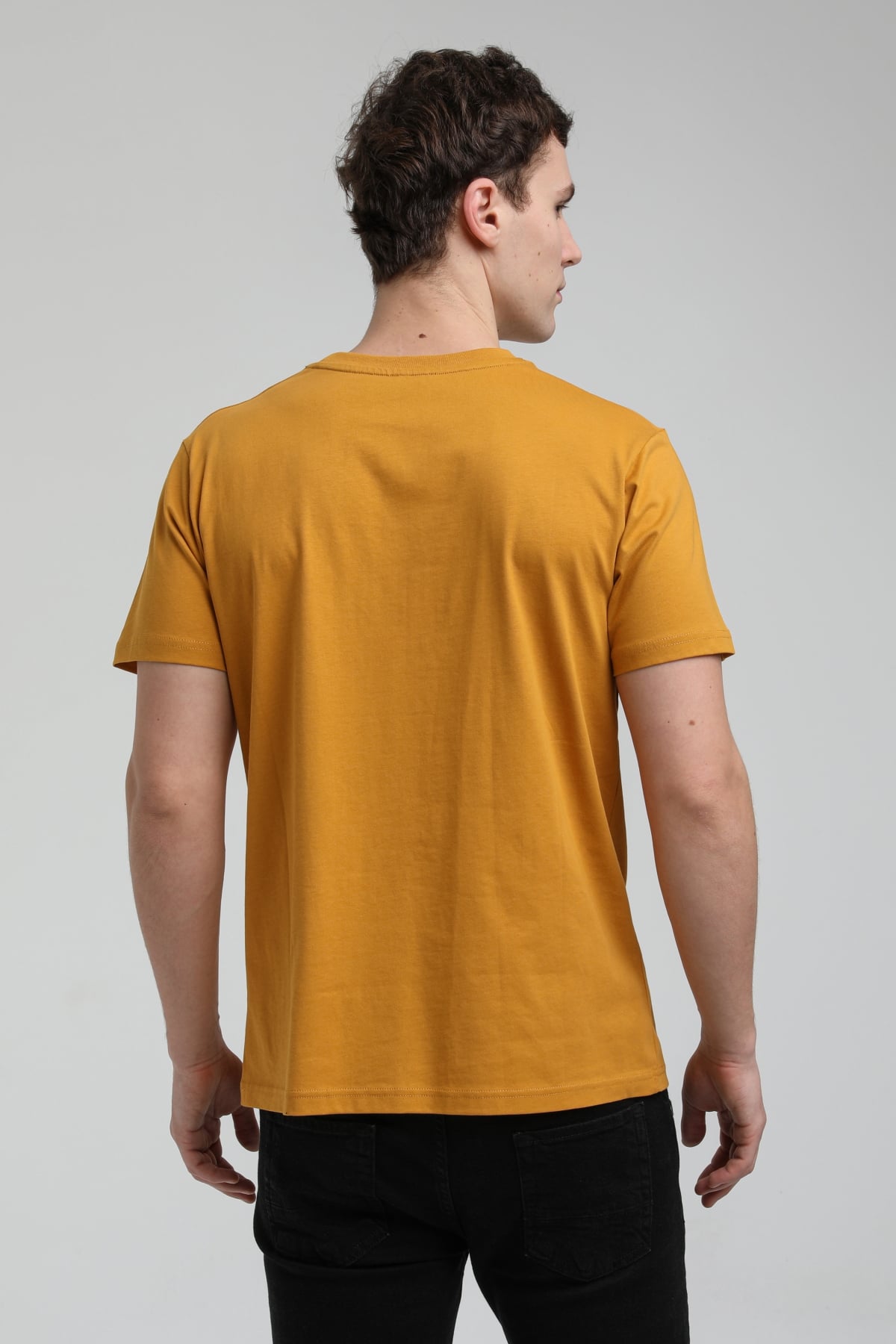 New World Polo Bisiklet Yaka Hardal Regular Custom Tişört 23SSM20307