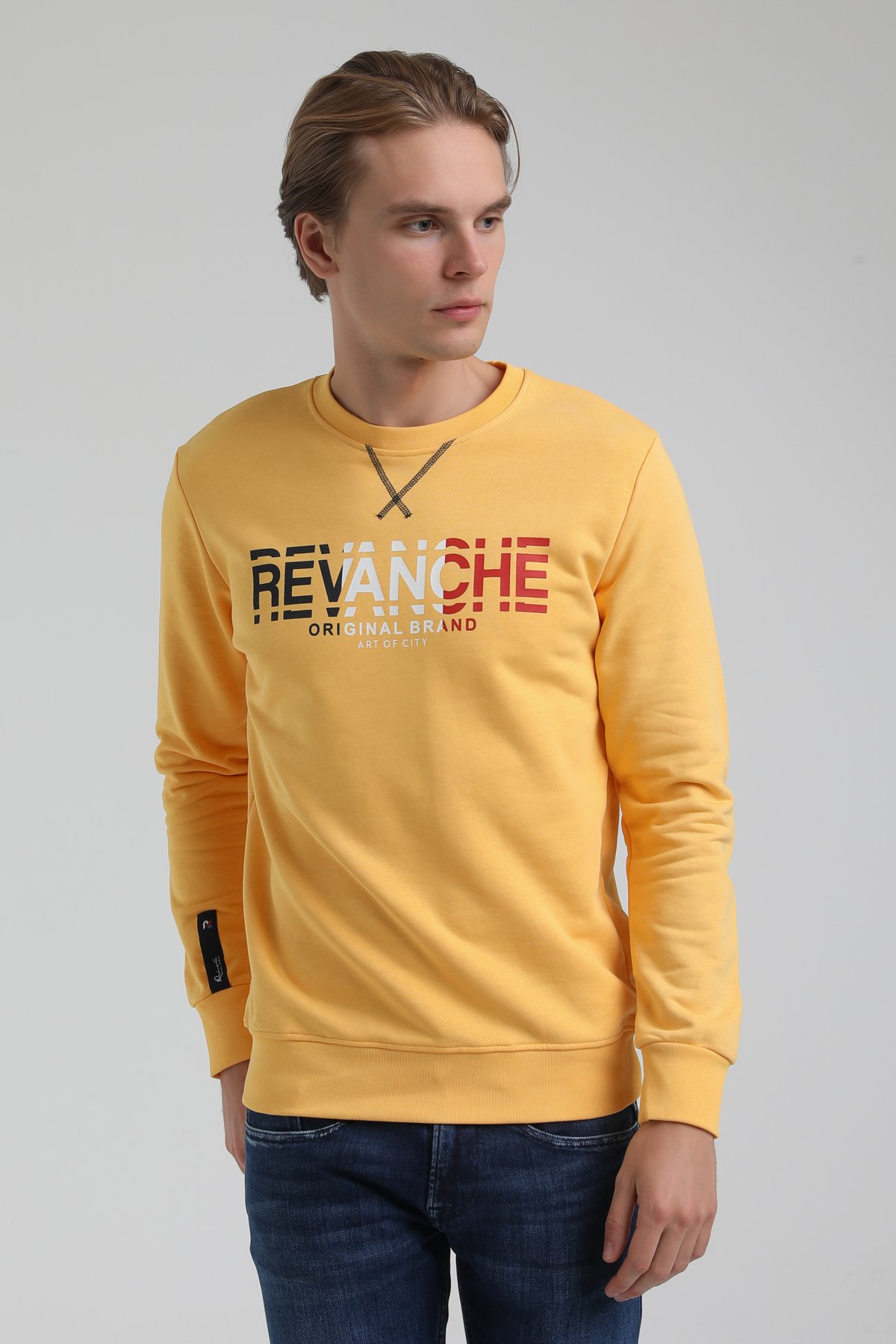 New World Polo Bisiklet Yaka Hardal Regular Sweatshirt 22FWM60123