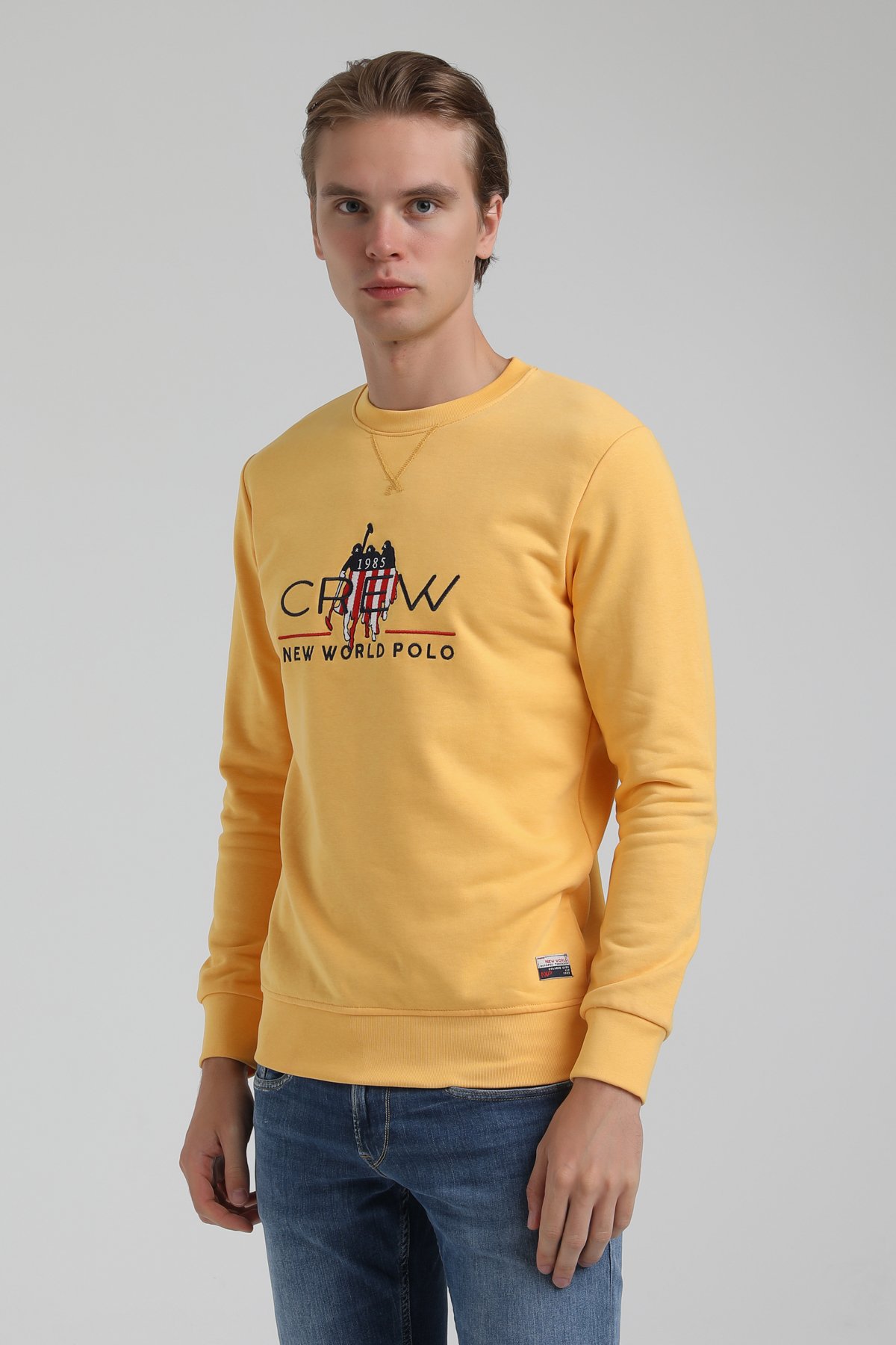 New World Polo Bisiklet Yaka Hardal Regular Sweatshirt 22FWM60116