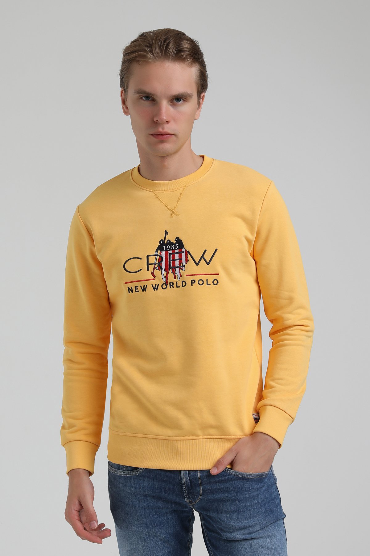 New World Polo Bisiklet Yaka Hardal Regular Sweatshirt 22FWM60116