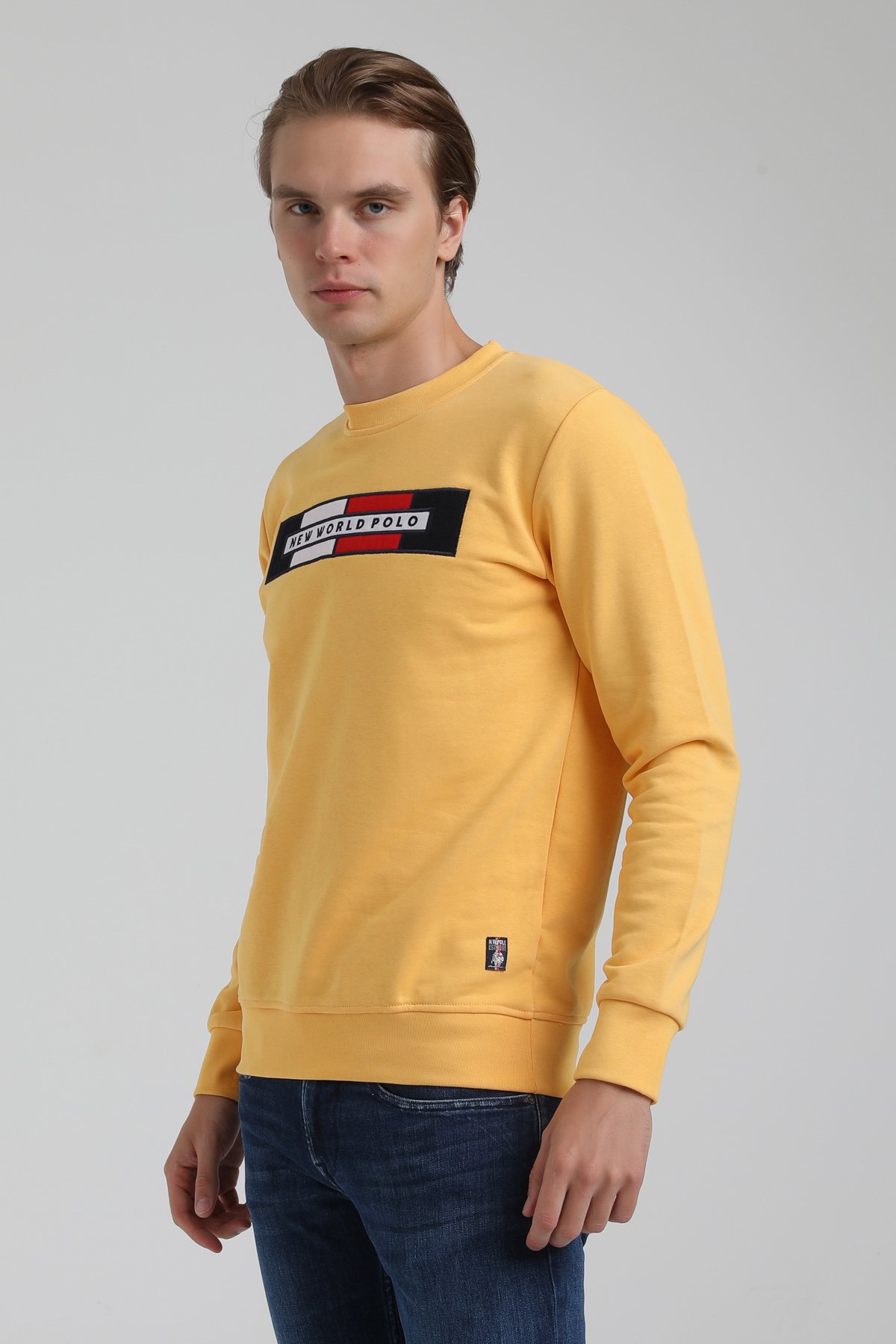 New World Polo Bisiklet Yaka Hardal Regular Sweatshirt 22FWM60124
