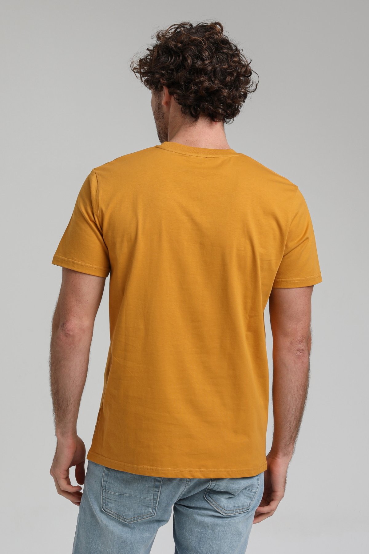 New World Polo Bisiklet Yaka Hardal Regular Custom Tişört 23SSM20314