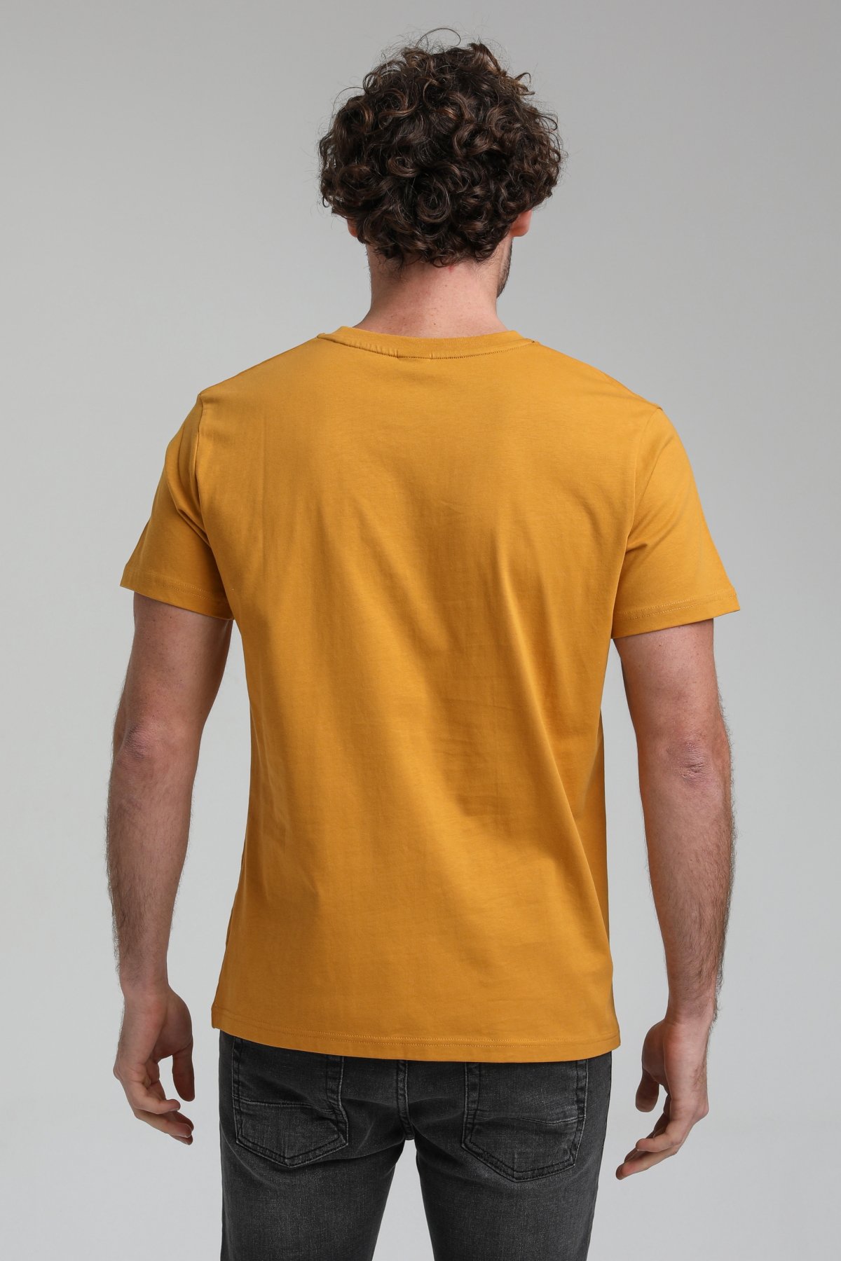 New World Polo Bisiklet Yaka Hardal Slim Fit Tişört 23SSM20299