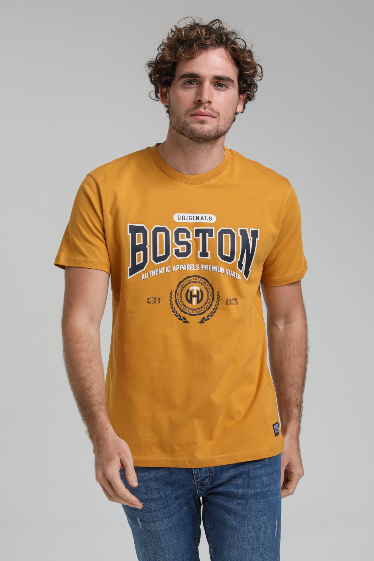 New World Polo Bisiklet Yaka Hardal Slim Fit Tişört 23SSM20287