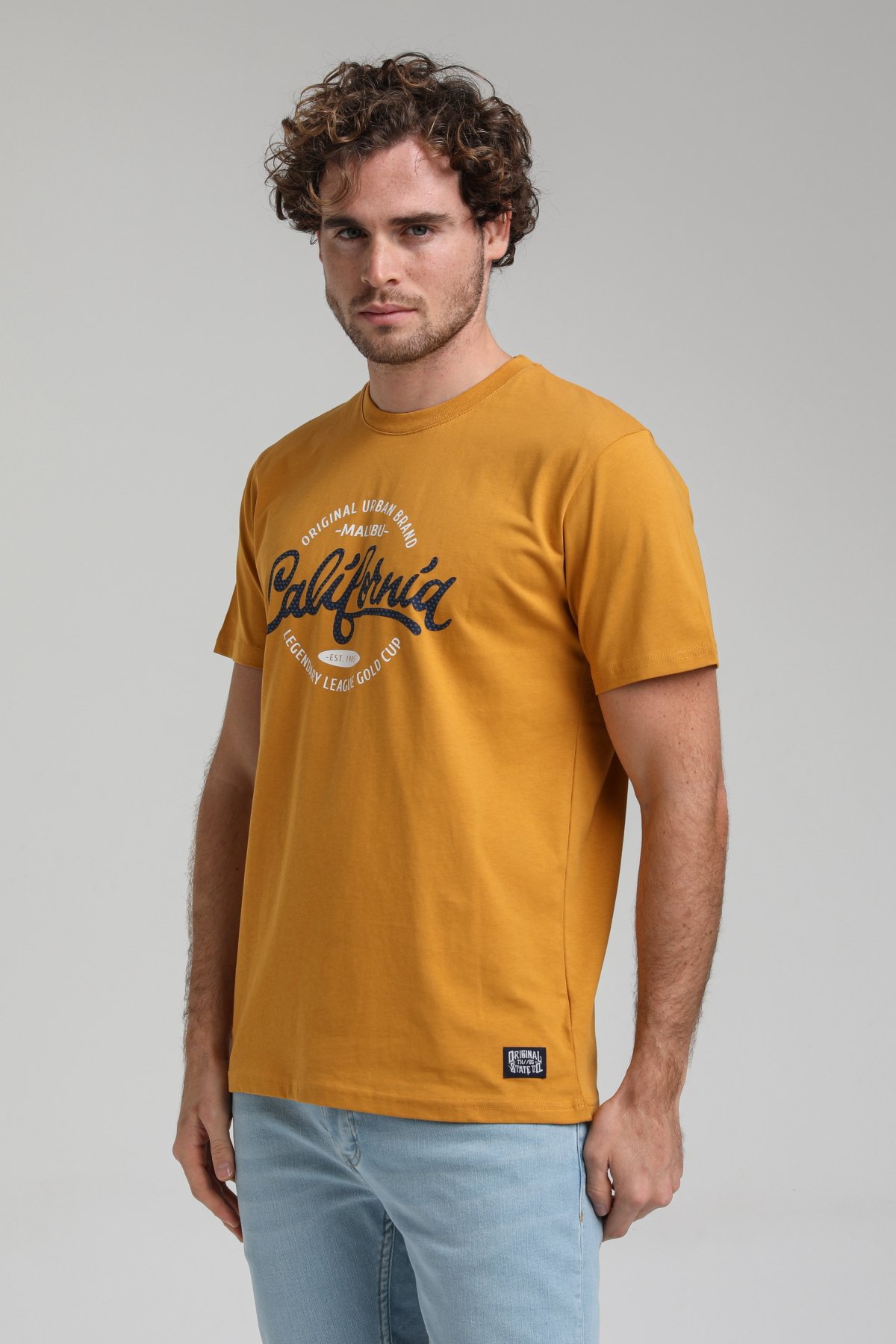 New World Polo Bisiklet Yaka Hardal Slim Fit Tişört 23SSM20291