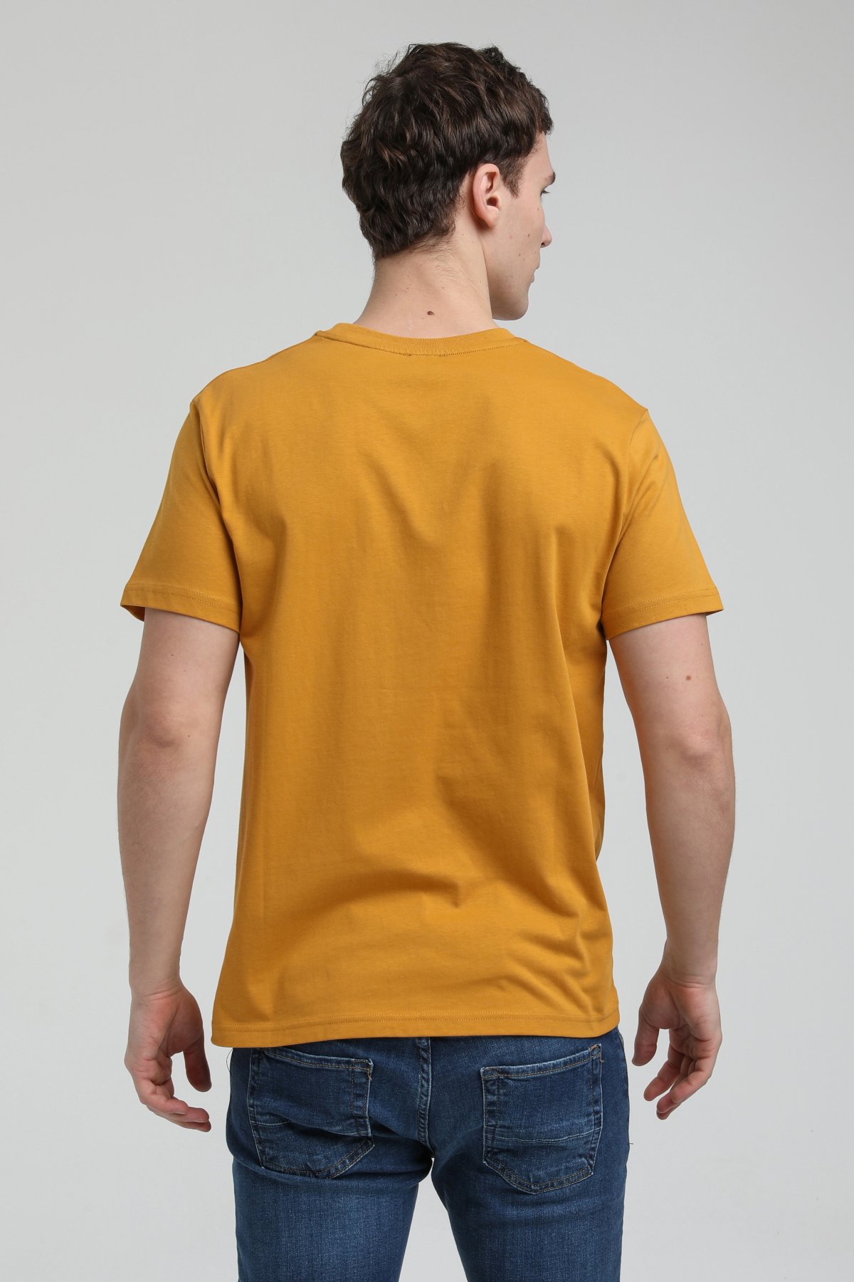 New World Polo Bisiklet Yaka Hardal Slim Fit Tişört 23SSM20296