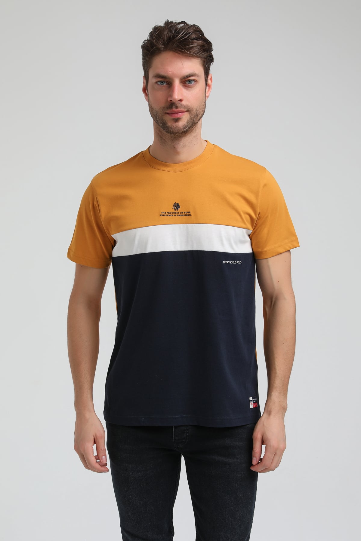New World Polo Bisiklet Yaka Hardal Slim Fit Tişört 23SSM20319