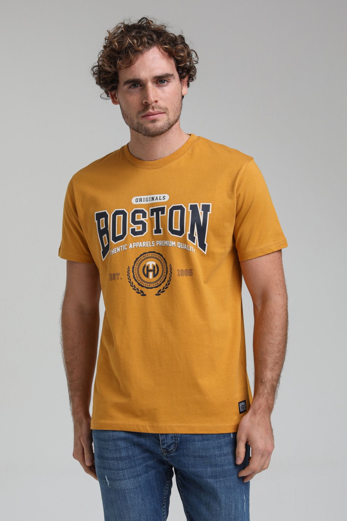 New World Polo Bisiklet Yaka Hardal Slim Fit Tişört 23SSM20287
